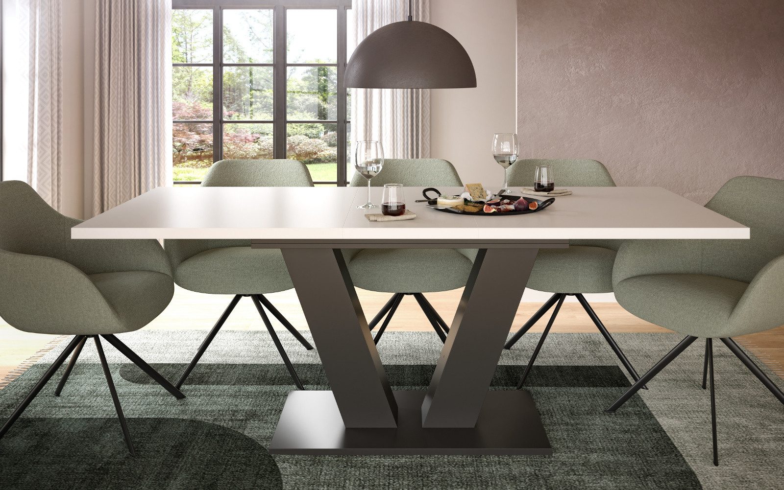 Inn.Furn Esstisch Home-X (Küchentisch in weiß mit grau, ausziehbar 150 - 19 günstig online kaufen