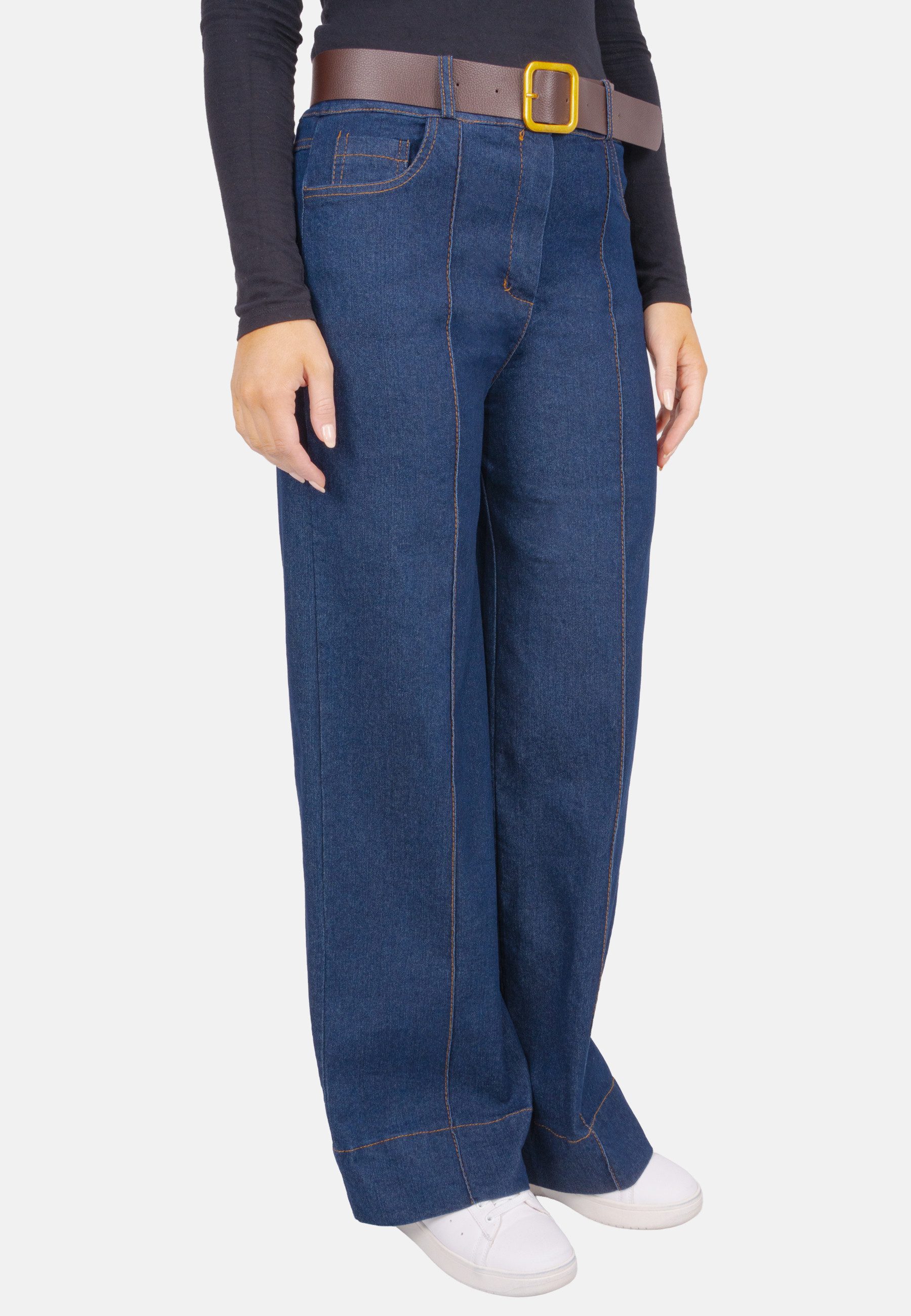 Seasons of April Stoffhose CHIARA (1-tlg) Damen Jeans Chiara, Stretch Denim Hose mit Gürtel, High Waist