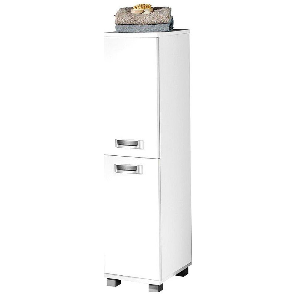 Lomadox Hochschrank CAEN-04 Badezimmer Highboard mit 2 Türen, perl weiß, 30,3x116,9x32,6cm