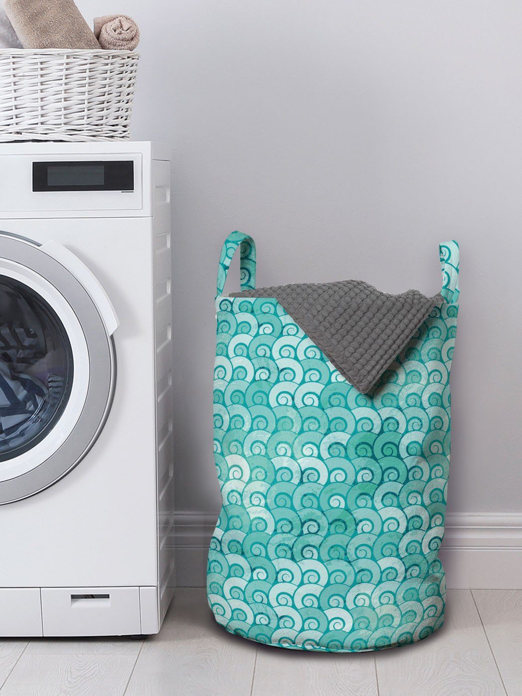 Kordelzugverschluss Wäschesäckchen Spiral Gewirbelte mit Waschsalons, Wäschekorb für Abakuhaus Sea Ozean Waves Griffen