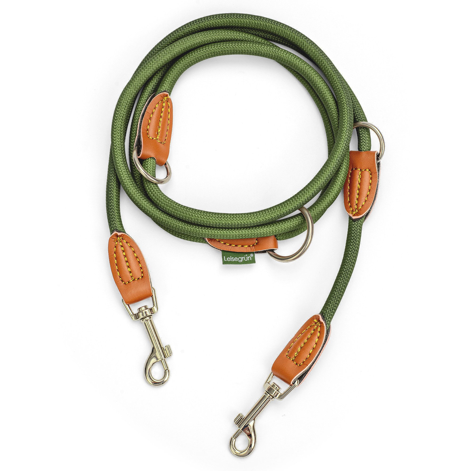 Leisegrün Hundeleine Hundeleine für kleine Hunde, nur 160g leicht, Hundeleine 2m - Olive, Nylon