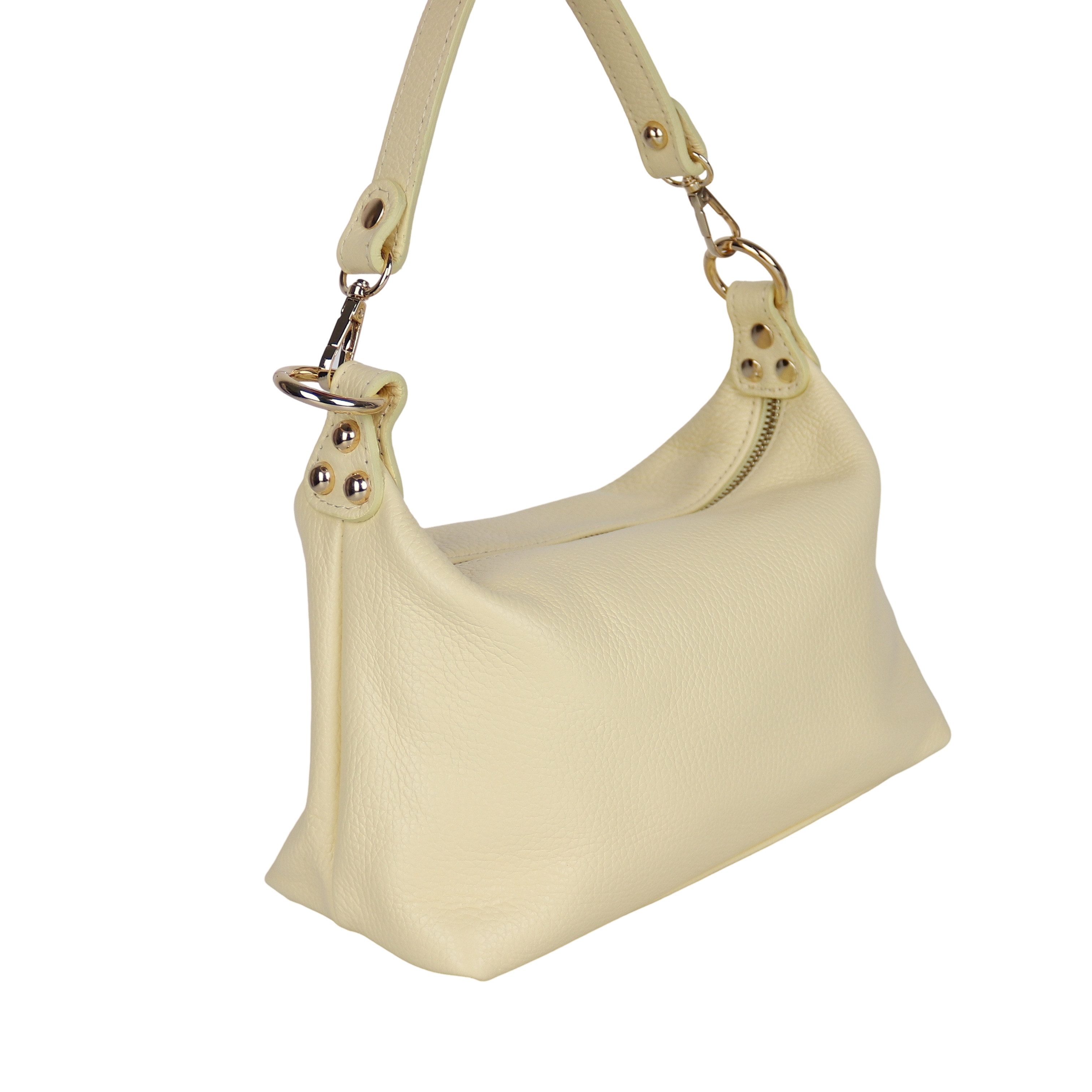 MIRROSI Schultertasche Damen Achseltasche Umhängetasche Echtleder, Made in Italy