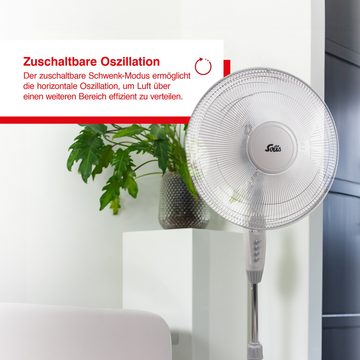 SOLIS OF SWITZERLAND Standventilator Stand Fan, Typ 748, 60 W, 3 Stufen, Oszillationsfunktion, max. 59 dB