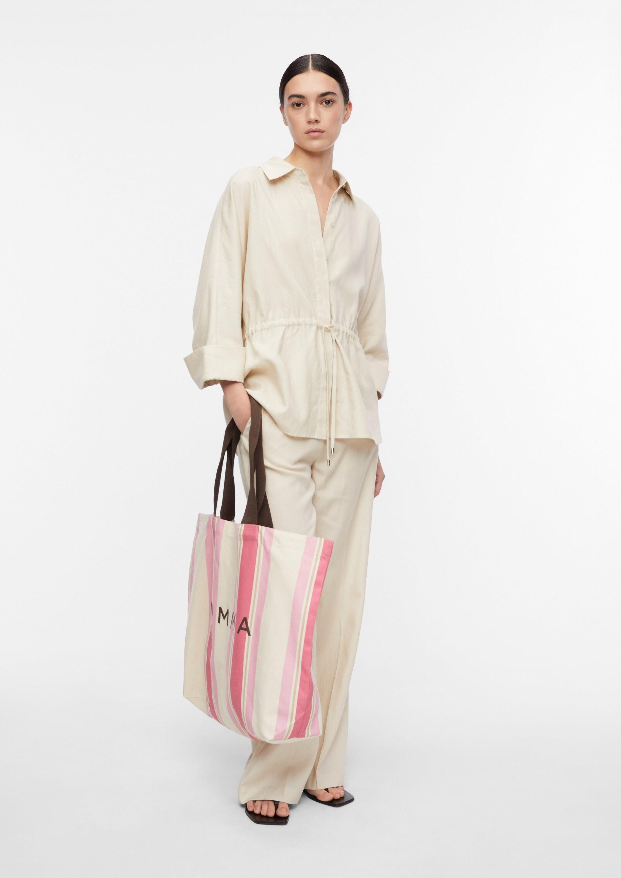 comma Shopper Tasche, Gestreifter Canvas Shopper