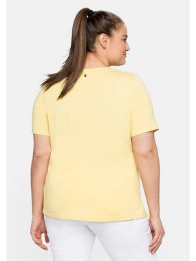 Sheego T-Shirt Große Größen mit schimmerndem Frontdruck und Glitzersteinen