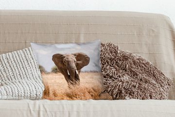 MuchoWow Dekokissen Elefant - Natur - Tiere - Porträt, Zierkissen mit Füllung für Wohzimmer, Schlafzimmer, Deko, Sofakissen
