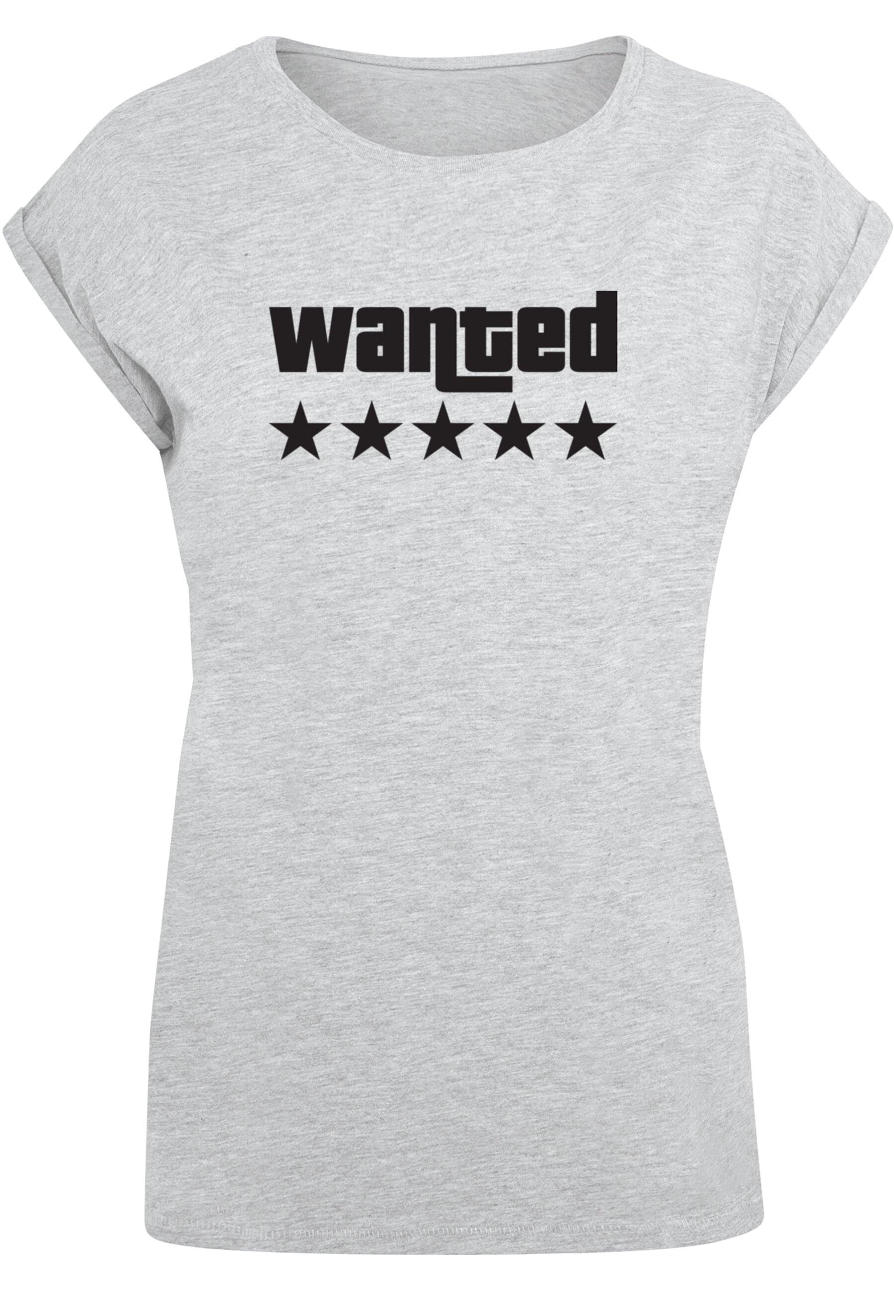 T-Shirt Merchcode Tee Laides Wanted (1-tlg) Shoulder Extended Damen