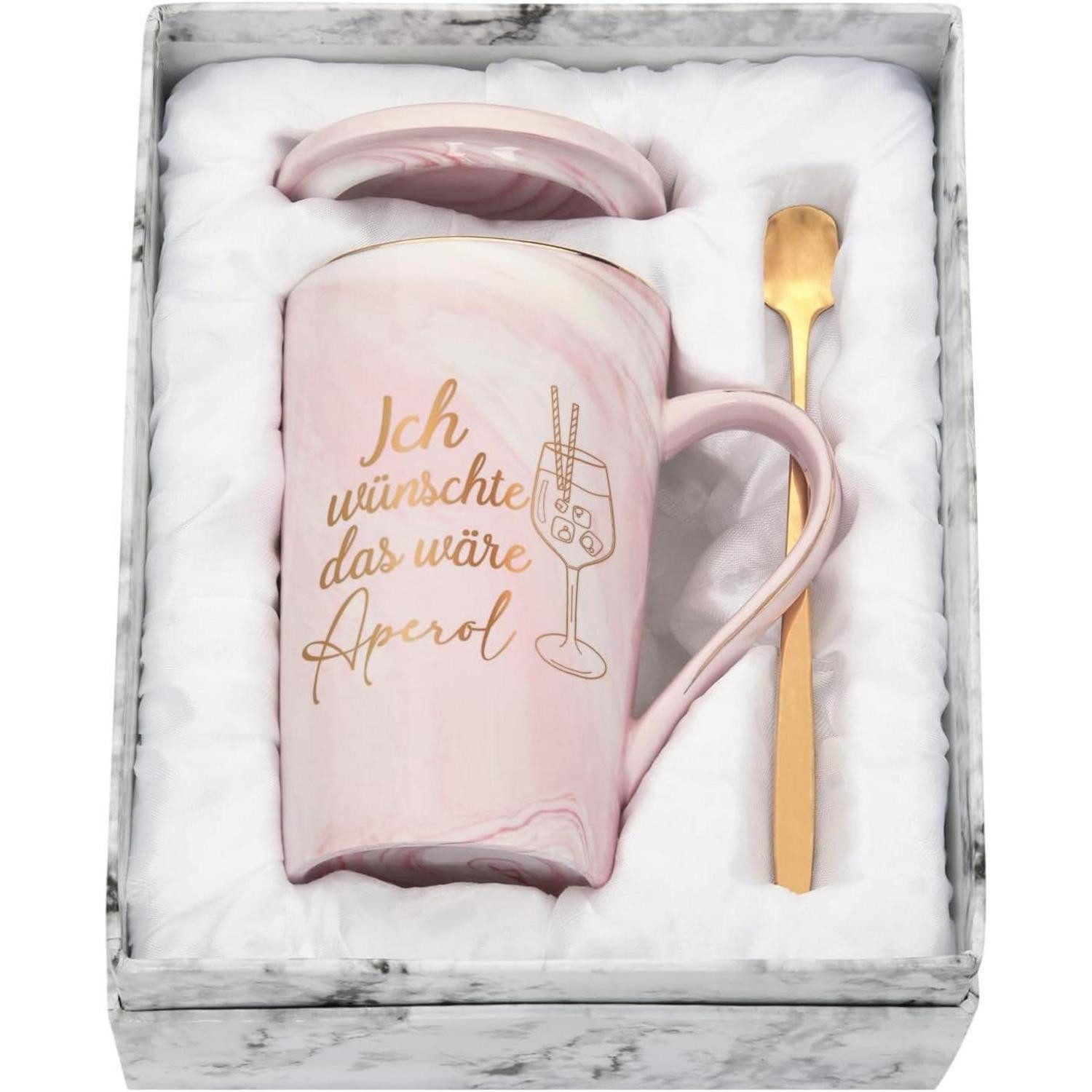 Joymaking Tasse Kaffeetasse mit Spruch - Aperol Tasse für Frauen 400ml Geschenk Rose