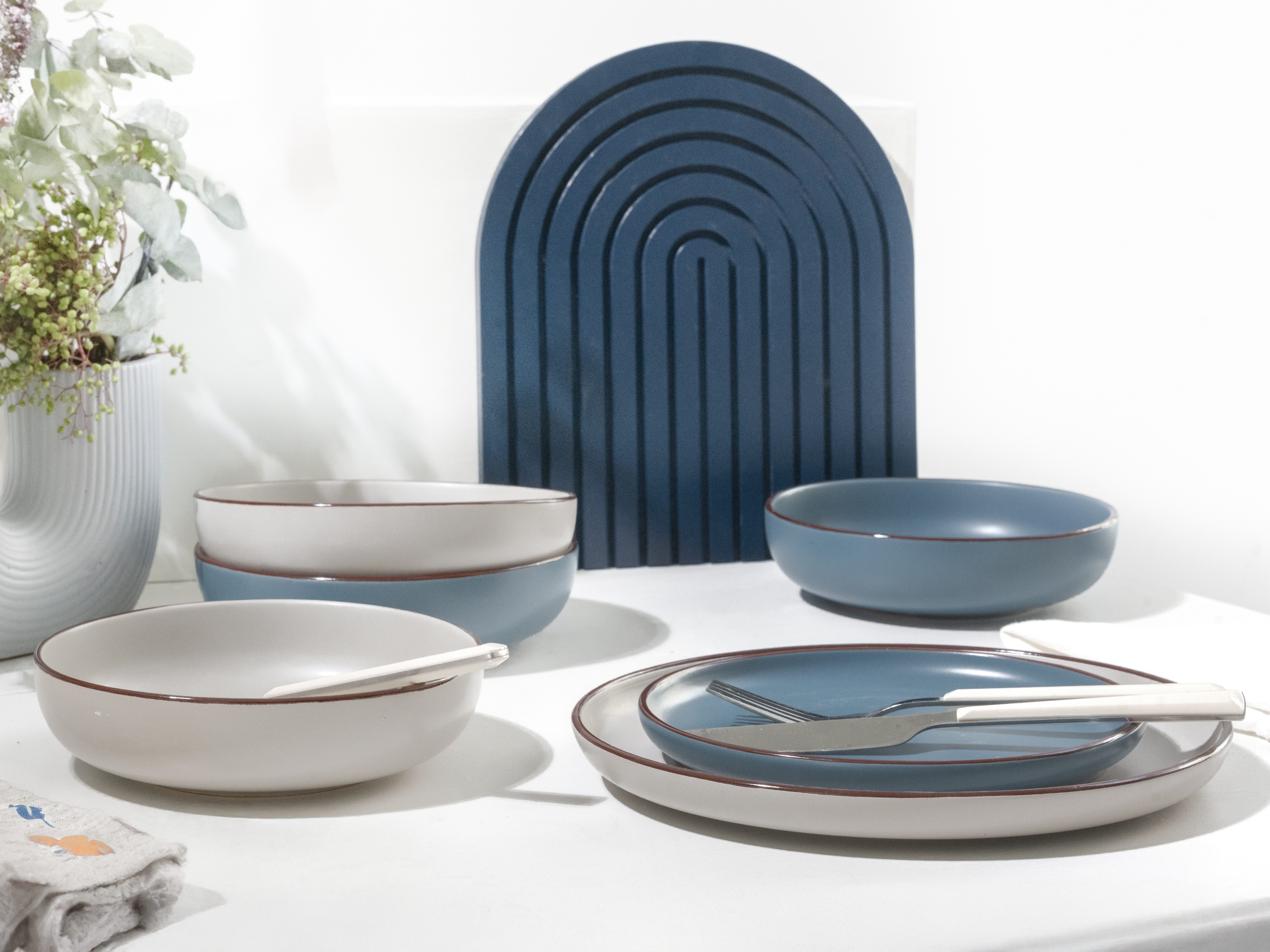 CreaTable Kombiservice Geschirr-Set Modern Scandic (16-tlg), 4 Personen, Steinzeug, Service, skandinavischer Life Style, 16 Teile, für 4 Personen