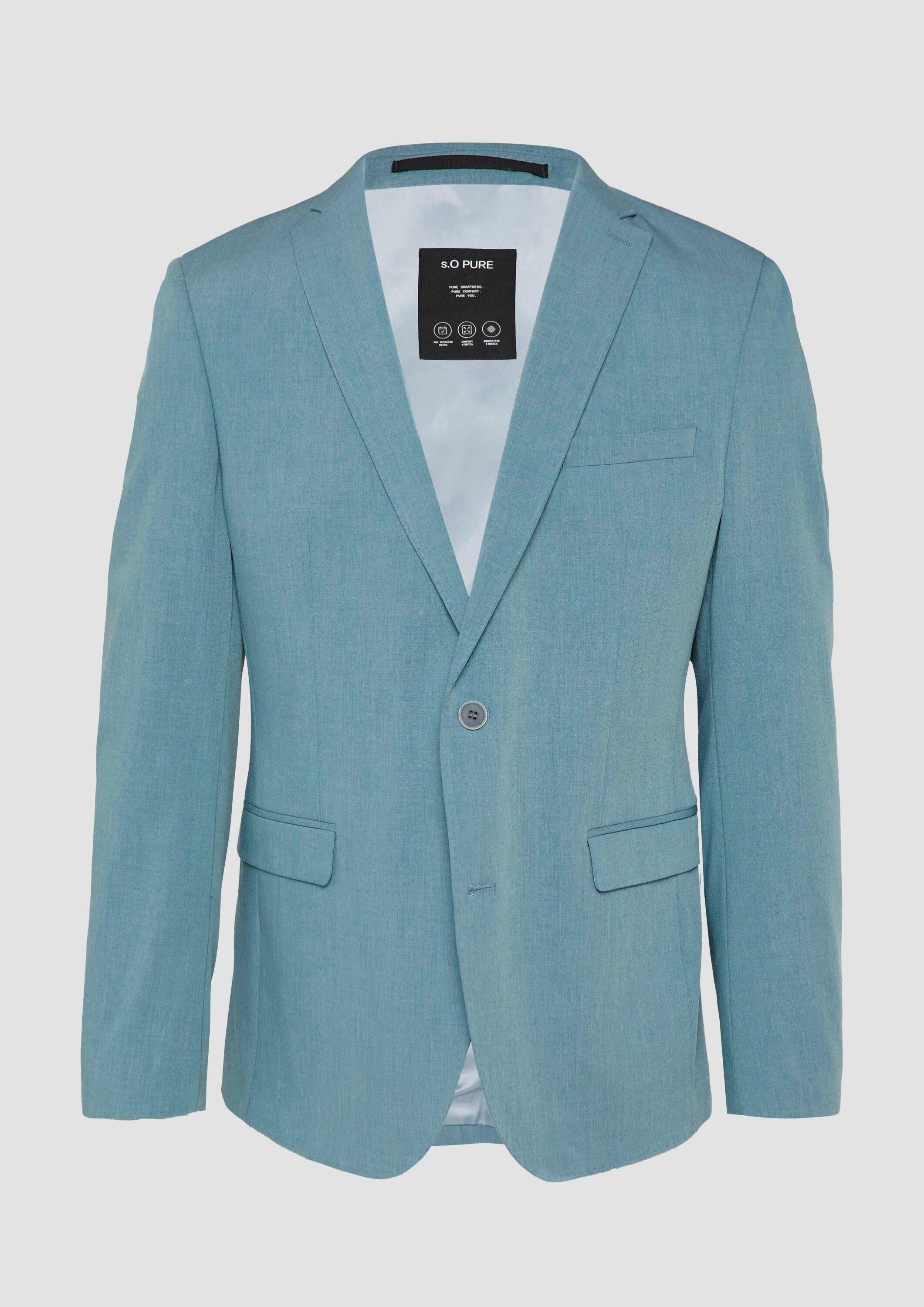 s.Oliver Sakko Indoor-Sakko S.OPURE s.O PURE: Meliertes Sakko aus Stretch-Twill im Slim Fit