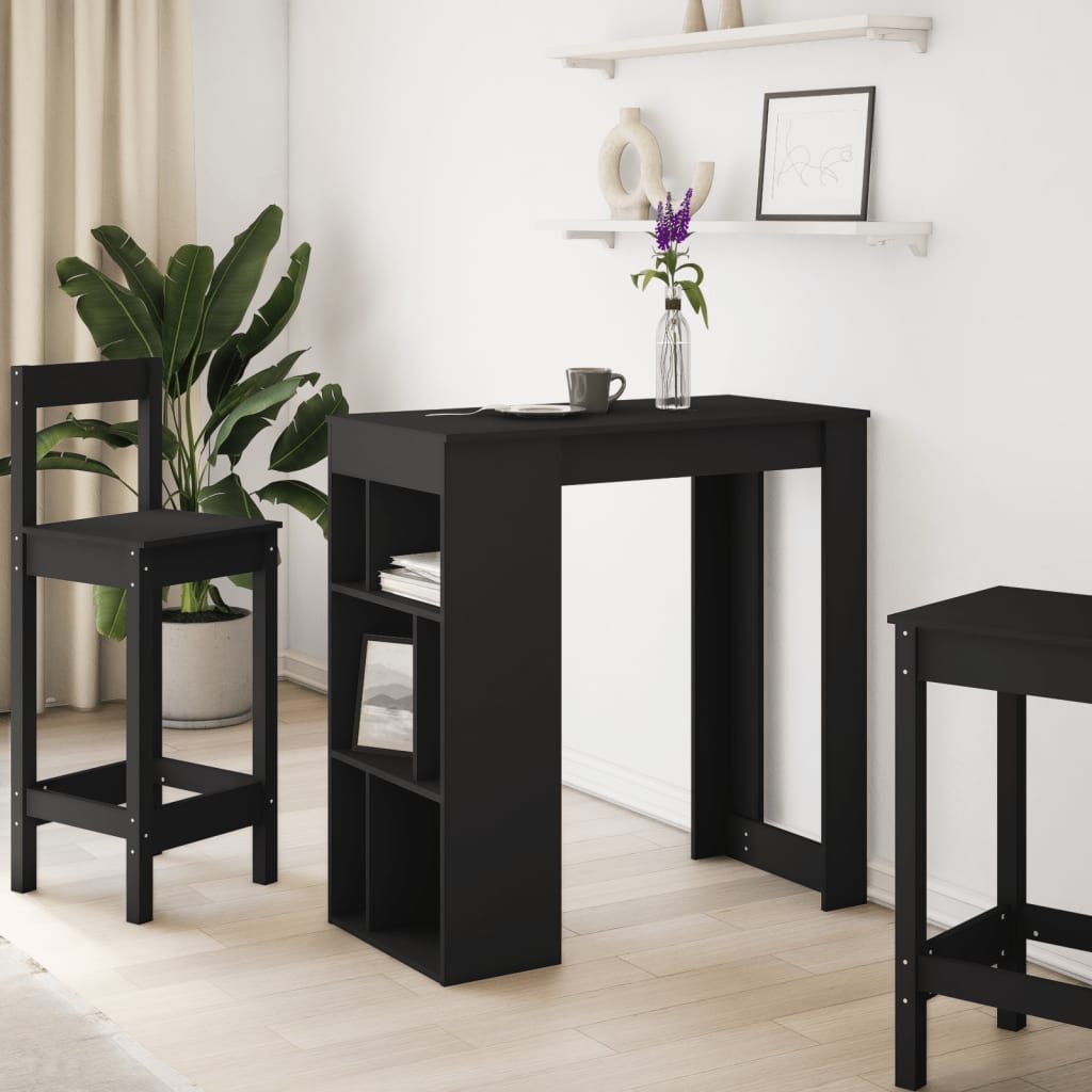 vidaXL Esstisch Bartisch mit Regal Schwarz günstig online kaufen