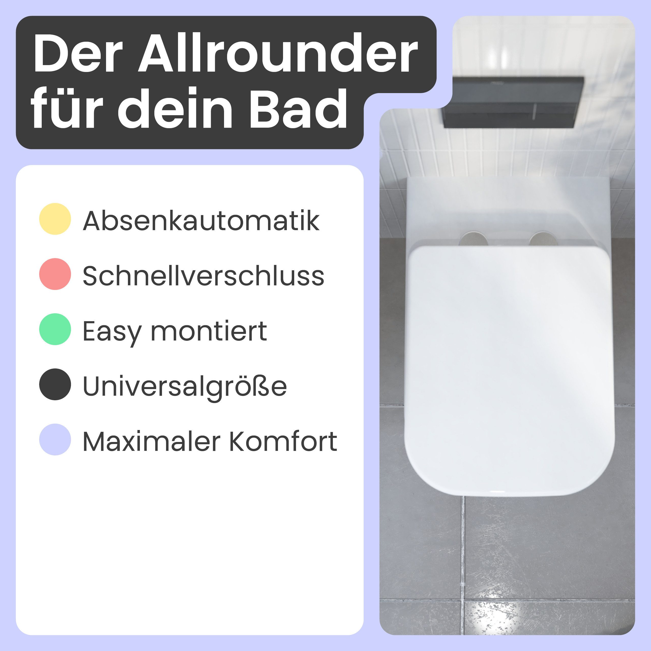 instmaier WC-Sitz instmaier Helma, Toilettendeckel mit Absenkautomatik, Absenkautomatik, zur Reinigung abnehmbar, Duroplast