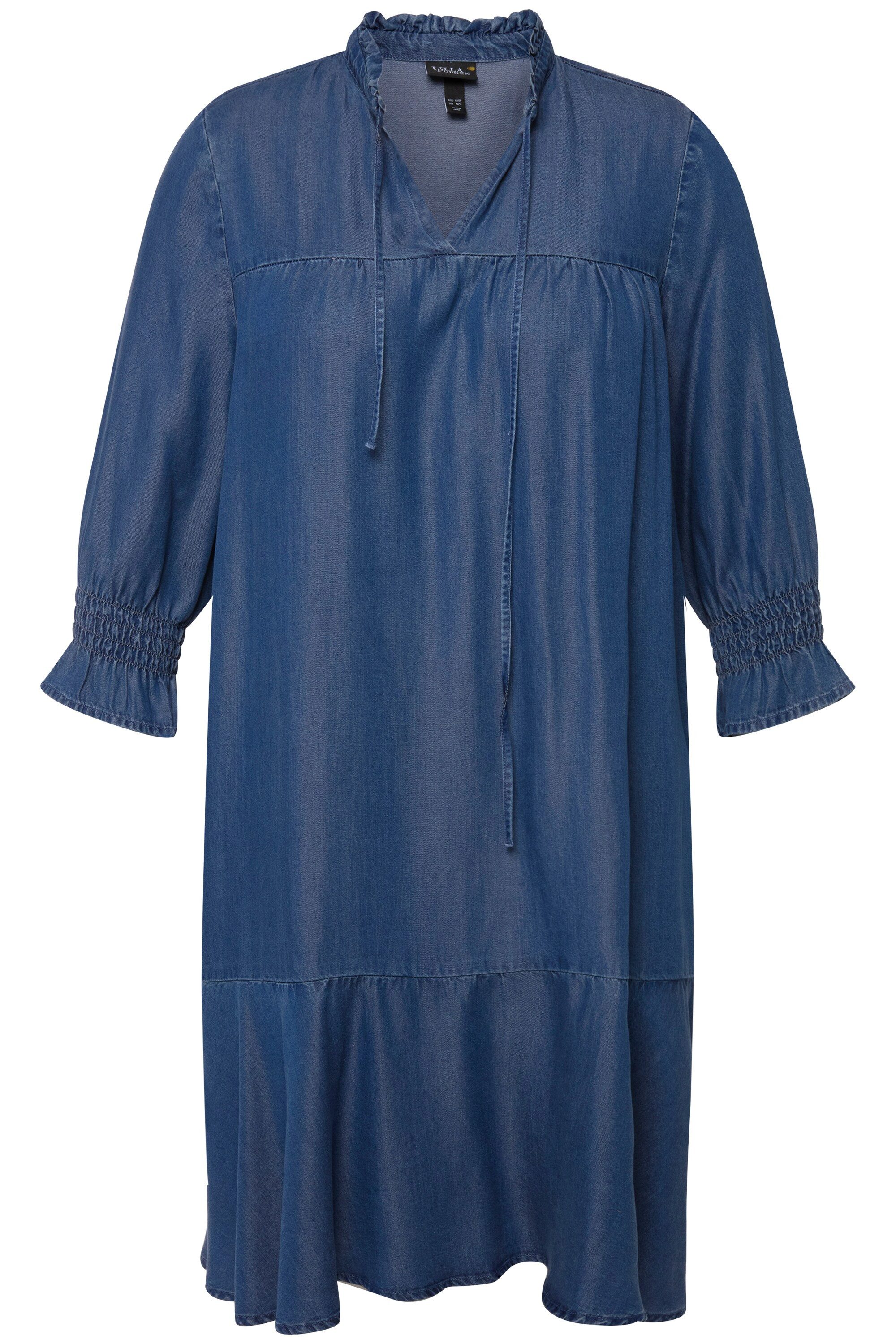 Ulla Popken Jerseykleid Lyocell-Kleid Jeansoptik Tunika-Ausschnitt günstig online kaufen
