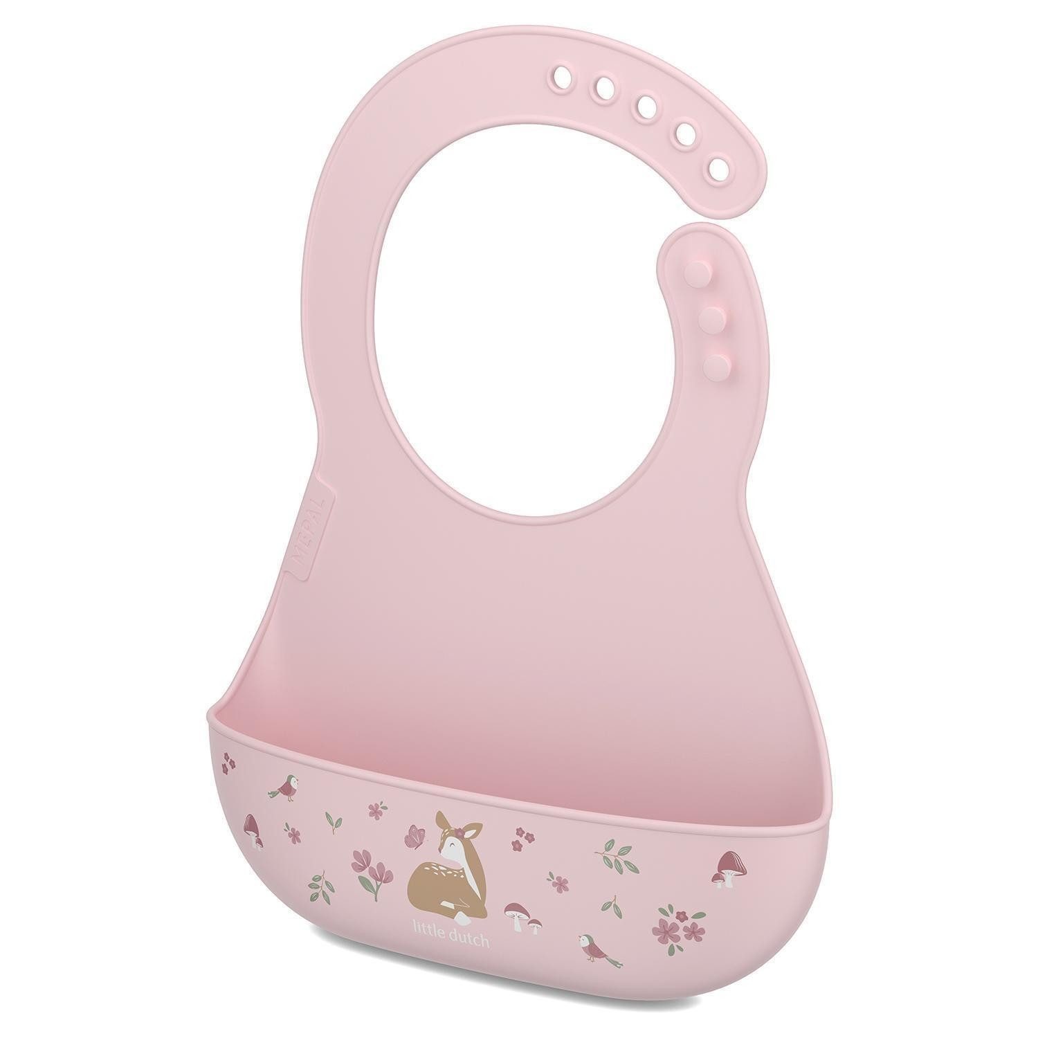 Mepal Lätzchen MIO, 21 x 29 cm, Rosa, Silikon, (1-St), mit Auffangbehälter, 5-fach verstellbarer Verschluss