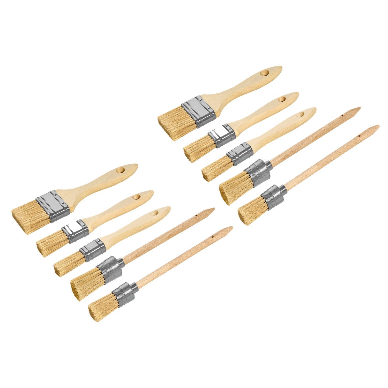 ARLI Pinsel Set mit Flachpinsel und Ringpinsel für Malerarbeiten, (10 St), Flach Rund / Ring Pinseln