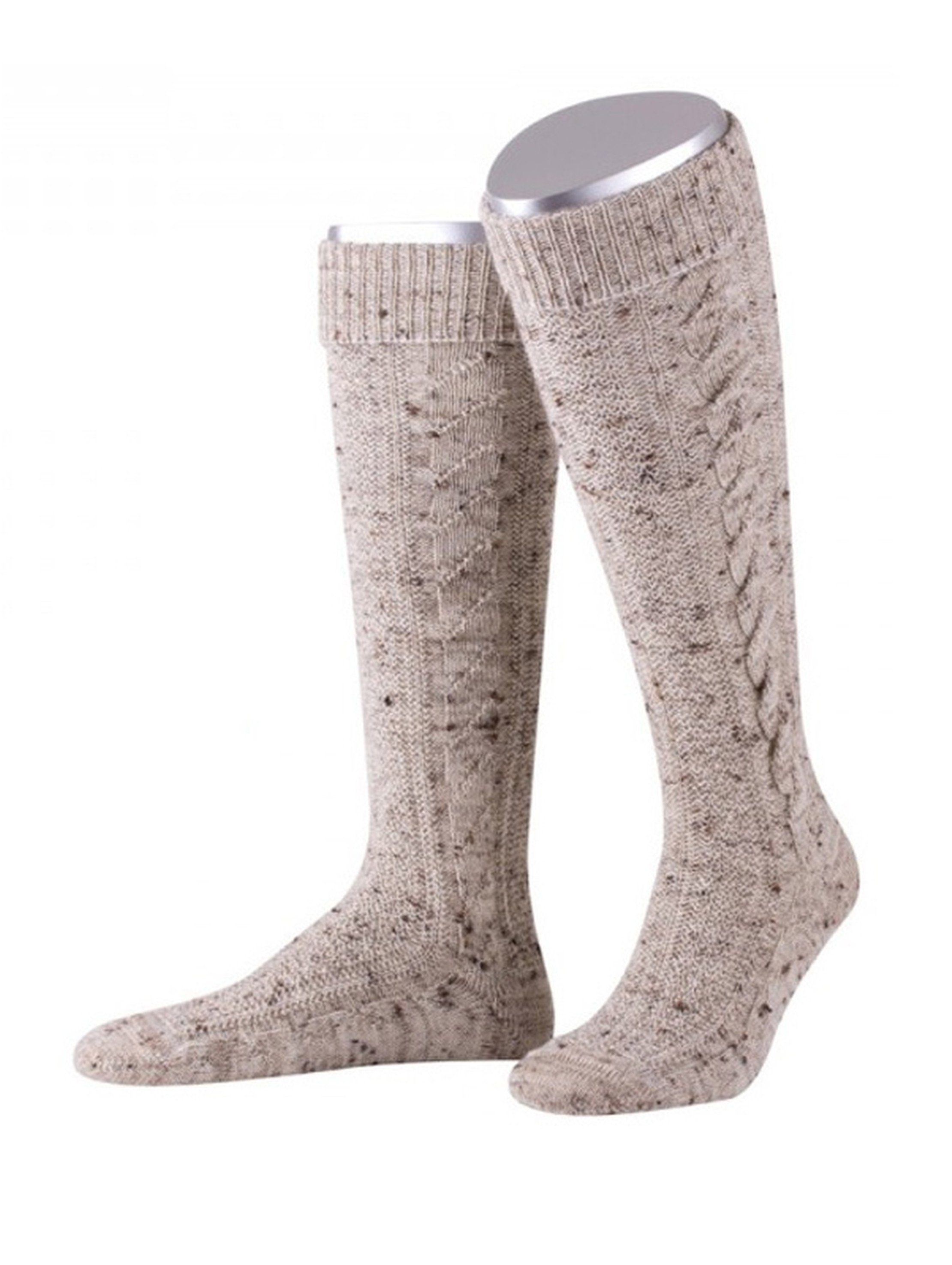 Almbock Trachtensocken Kniestrumpf Chiemgau (1-Paar) mittelbeige meliert