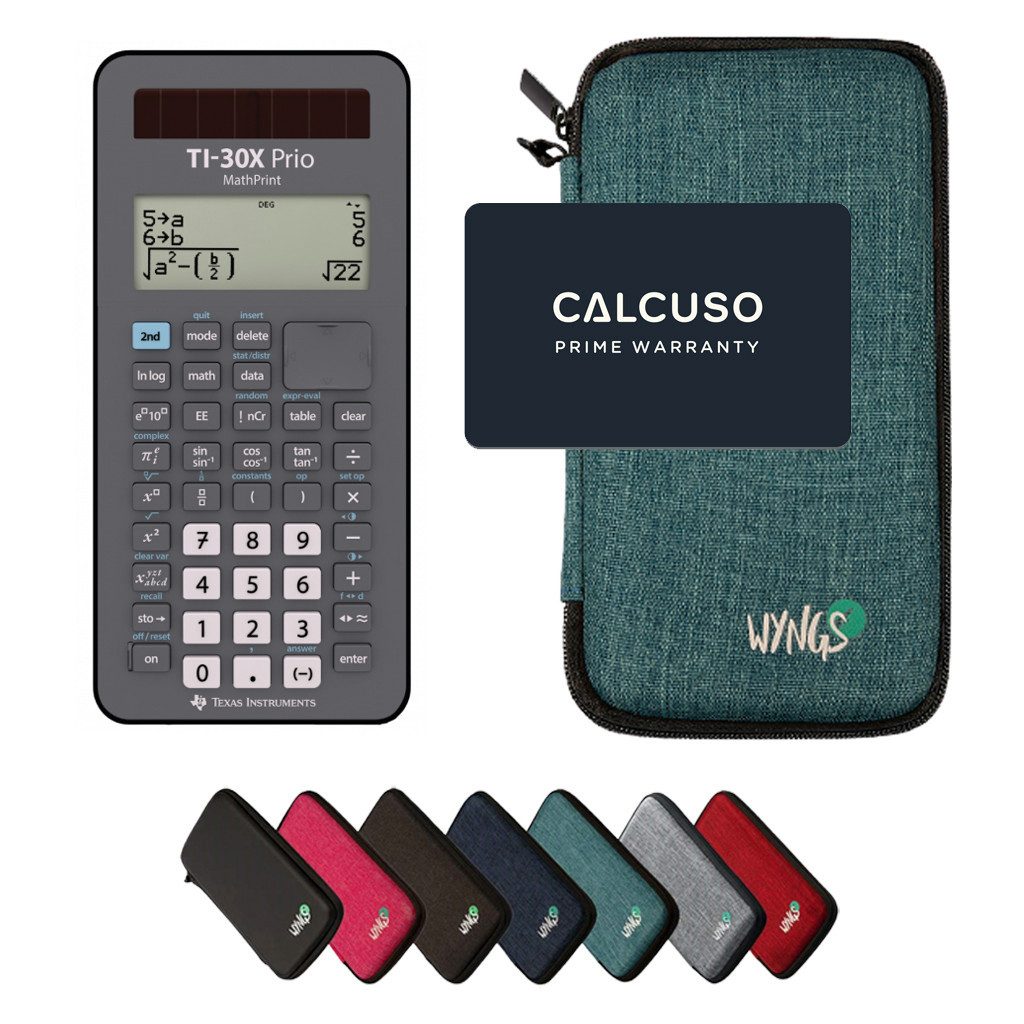 Texas Instruments Taschenrechner TI-30X Prio MathPrint inkl. WYNGS Schutztasche Türkis