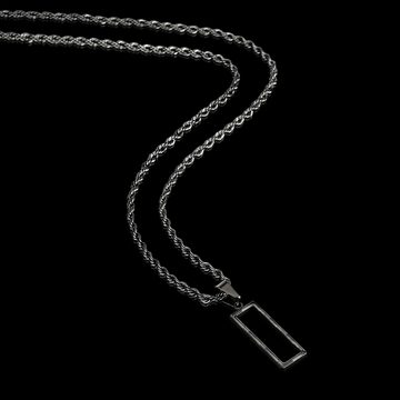 CRBNCNCPT Kette mit Anhänger CRBNCNCPT® Carbon Rectangle Anhänger im Verbund mit einer schwarzen Edelstahlkette, Premium Rope Chain, Herrn Designer Halskette