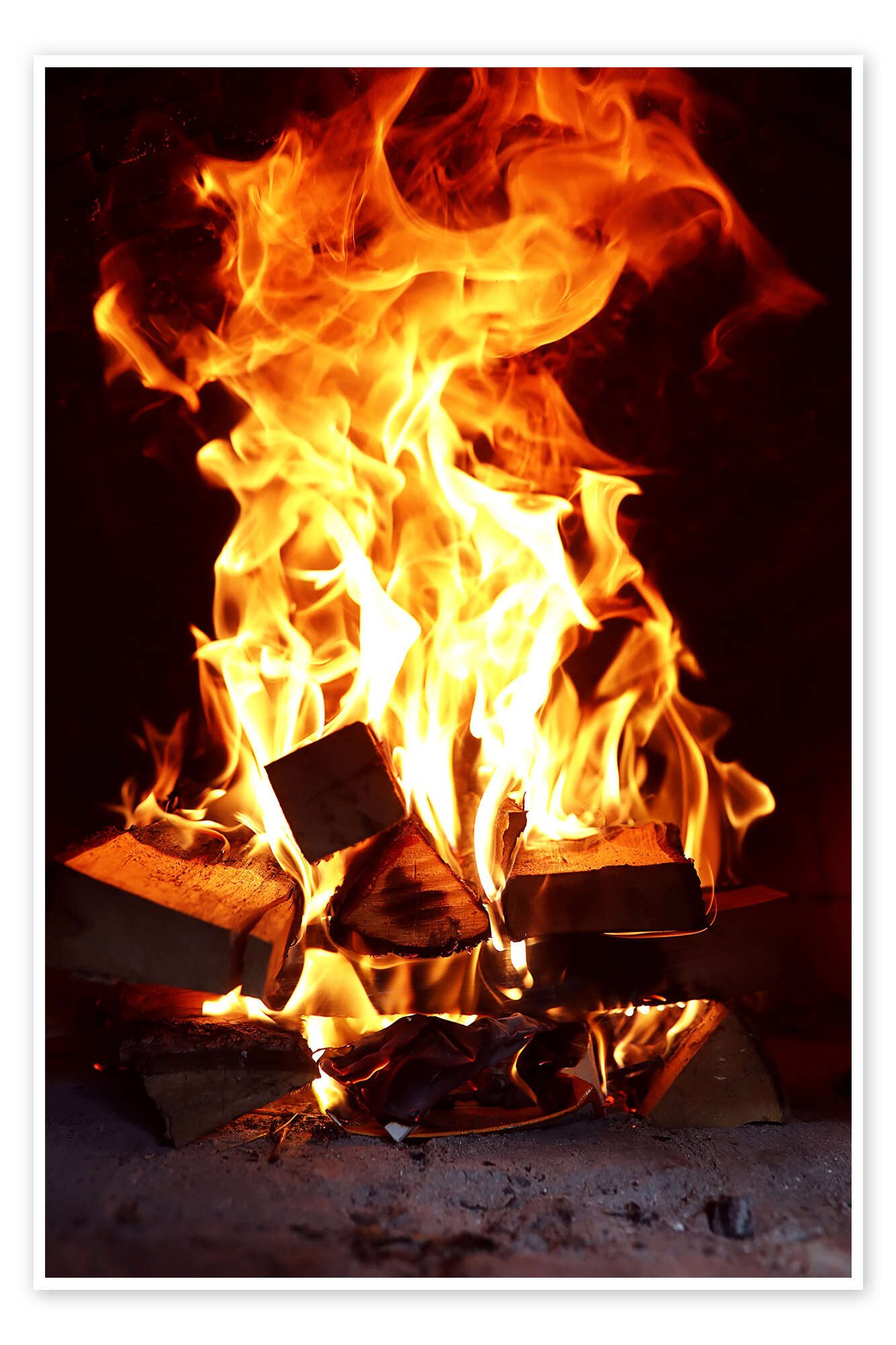 Posterlounge Wandbild Flammen in einem Ziegelsteinofen, Editors Choice, erhältlich als Poster, Leinwandbild, Wandsticker oder Acrylglasbild