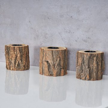 Levandeo® Teelichthalter, 3er Set Teelichthalter Holz H10cm Kerzenhalter Kerzenständer Baum