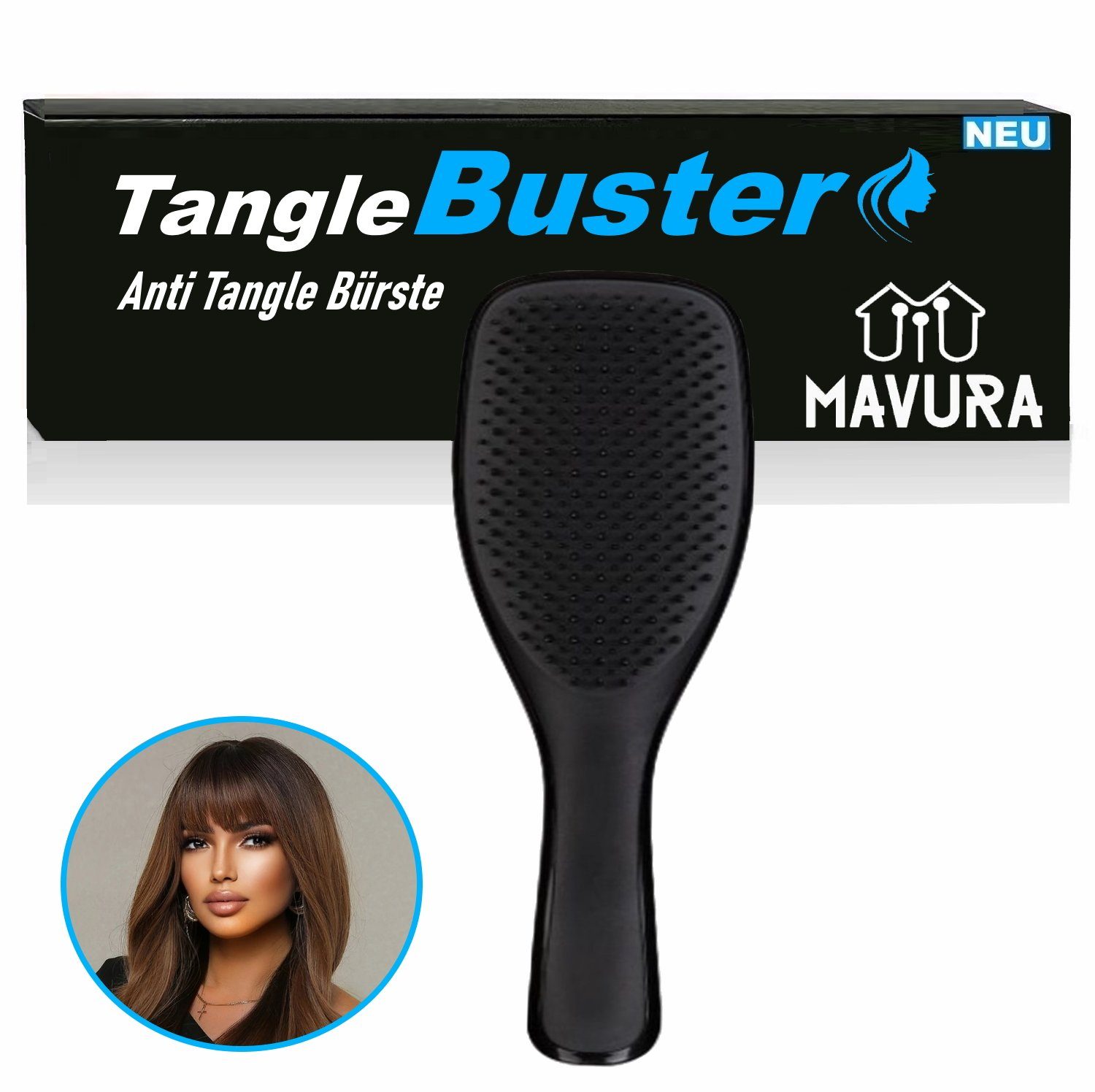 MAVURA Haarbürste TangleBuster Anti Tangle Bürste Anti Haarbruch, entwirrende Bürste biegsame Borsten für nasses Haar