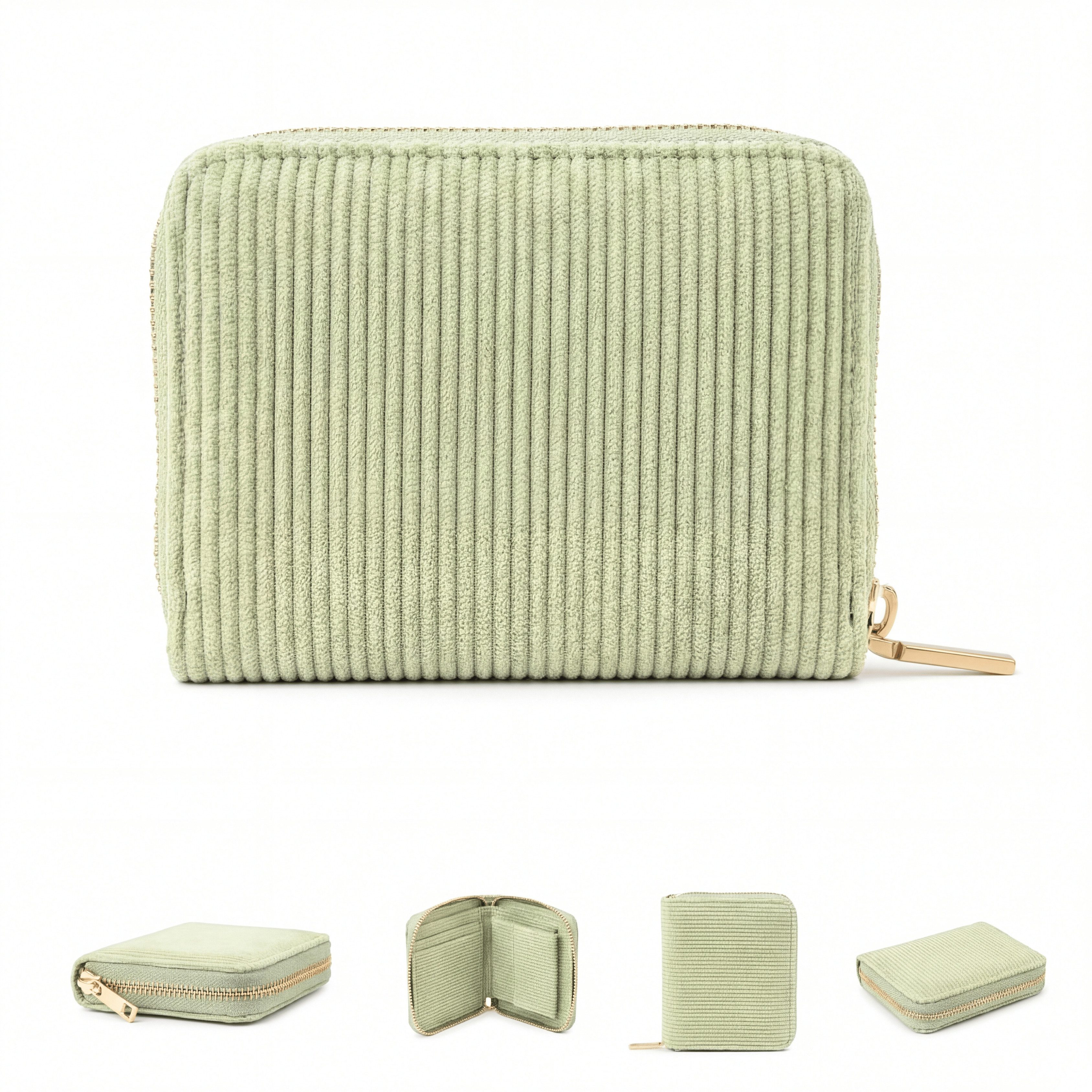 MillyMilk Geldbörse Kord Geldbeutel FONDO Damen – Mini Portemonnaie Stoff Pastell klein, Formstabil & kompakt – kein labberiges Säckchen!