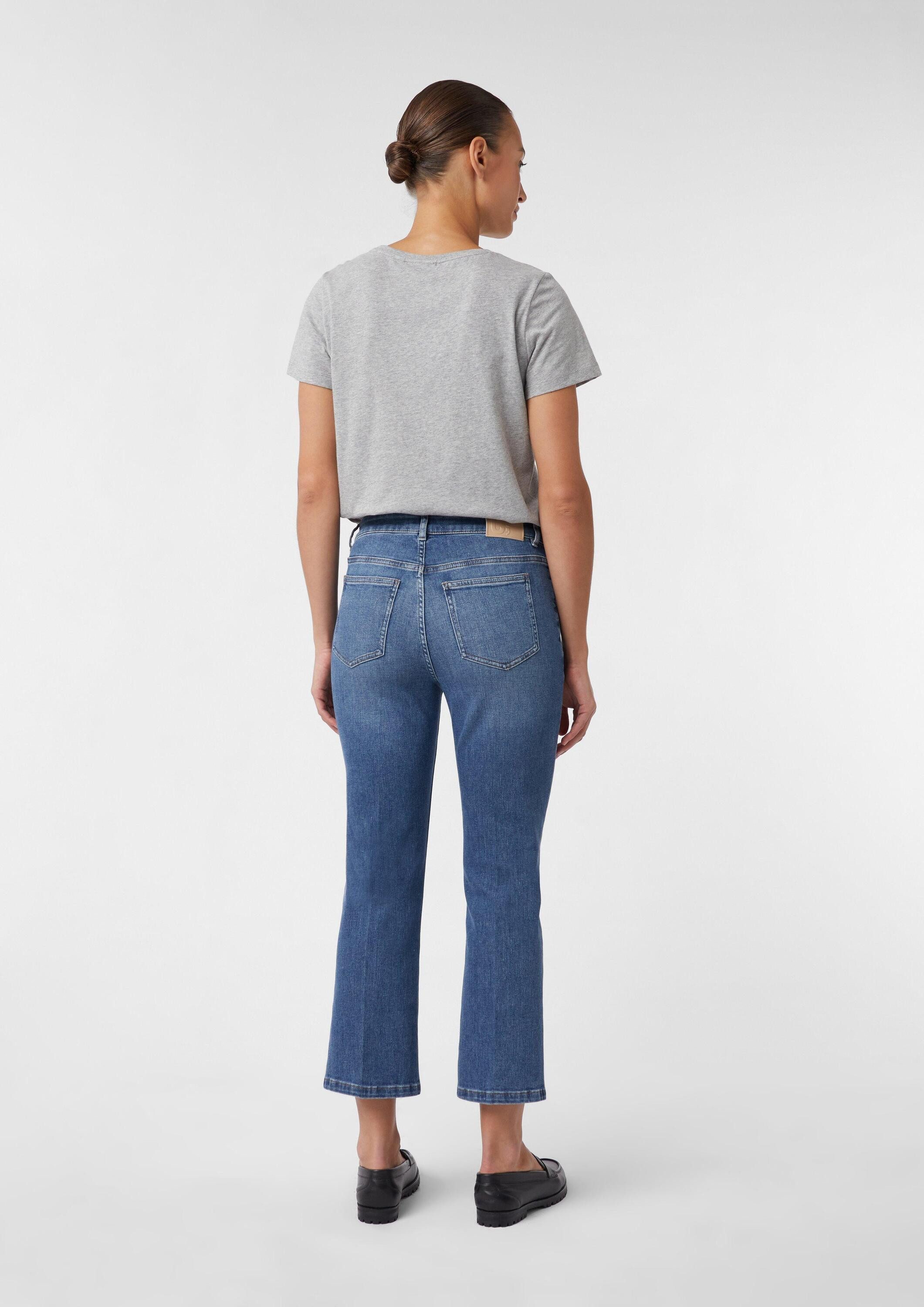 comma Weite Jeans Jeans-Hose Elastische Ankle-Jeans mit Flared Leg
