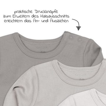 LaLoona Body Natur - Gr. 74/80 Baby Body Langarm 3er Pack Langarmbody Bodies mit Knöpfen - Baumwolle