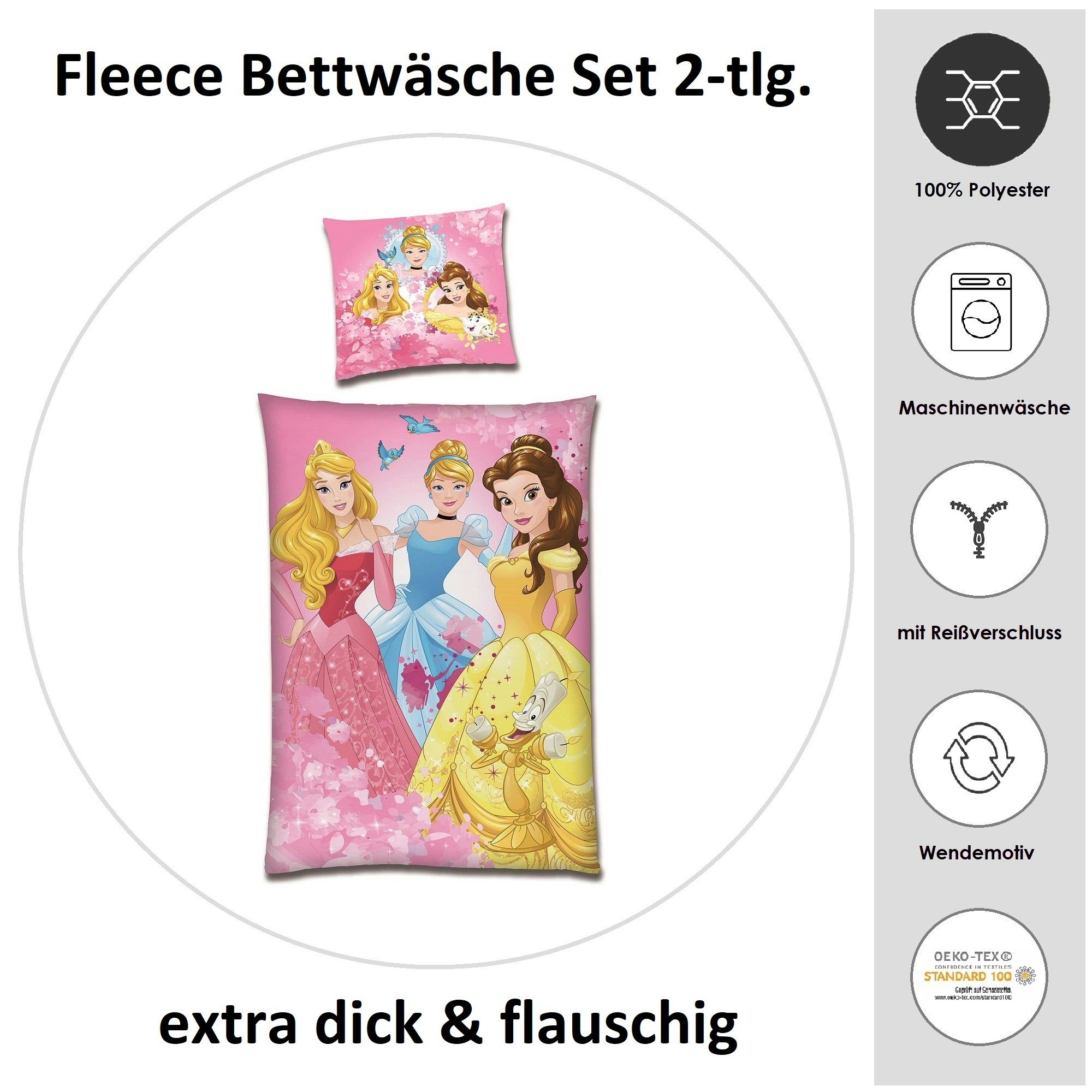 Familando Kinderbettwäsche Disney Prinzessinnen 135x200 80x80 günstig online kaufen