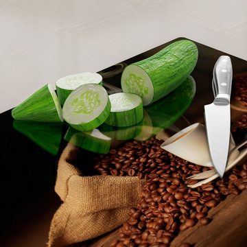 DEQORI Schneidebrett 'Kaffeetasse mit Bohnen', Glas, Platte Frühstücksbrett Schneideplatte