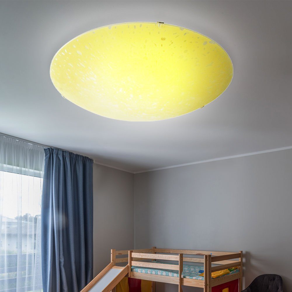 Beleuchtung Lampe Gelb Deckenleuchte, LED Design Warmweiß, inklusive, etc-shop Leuchte rund im Leuchtmittel Strahler Glas Set Decken