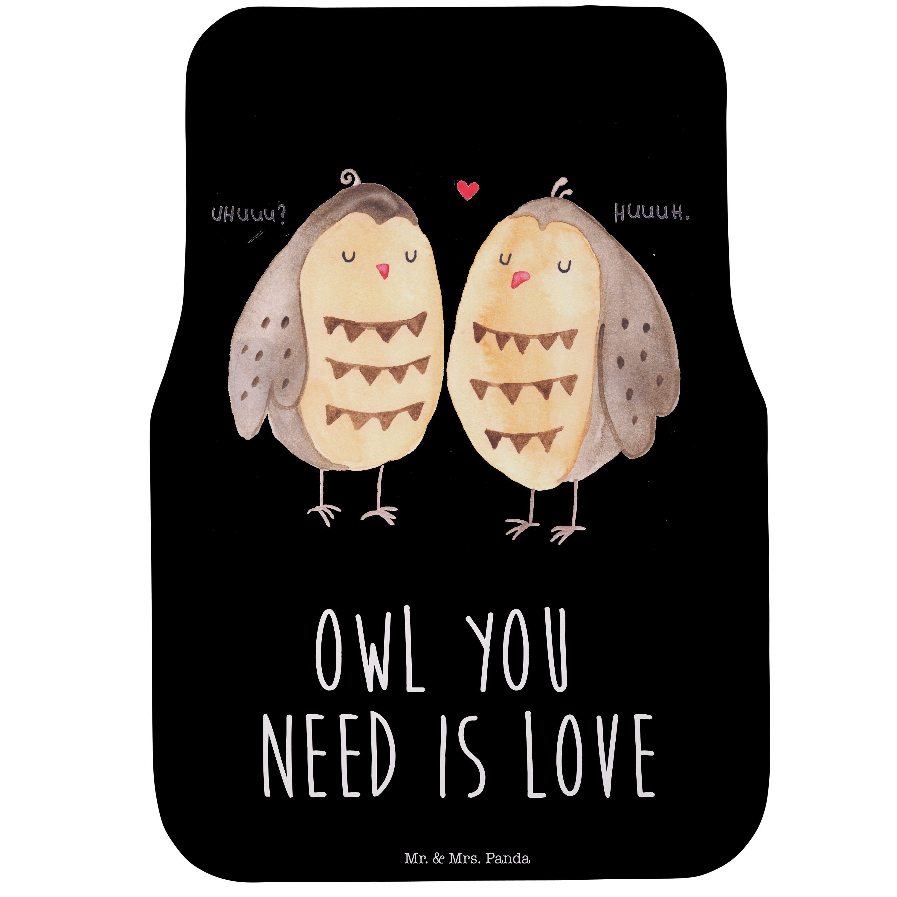 Mr. & Mrs. Panda Fußmatte Eulen Liebe, Fahrer Autofußmatte, Schwarz, Auto Fußmatte, Liebesspruc, Höhe: 63 mm