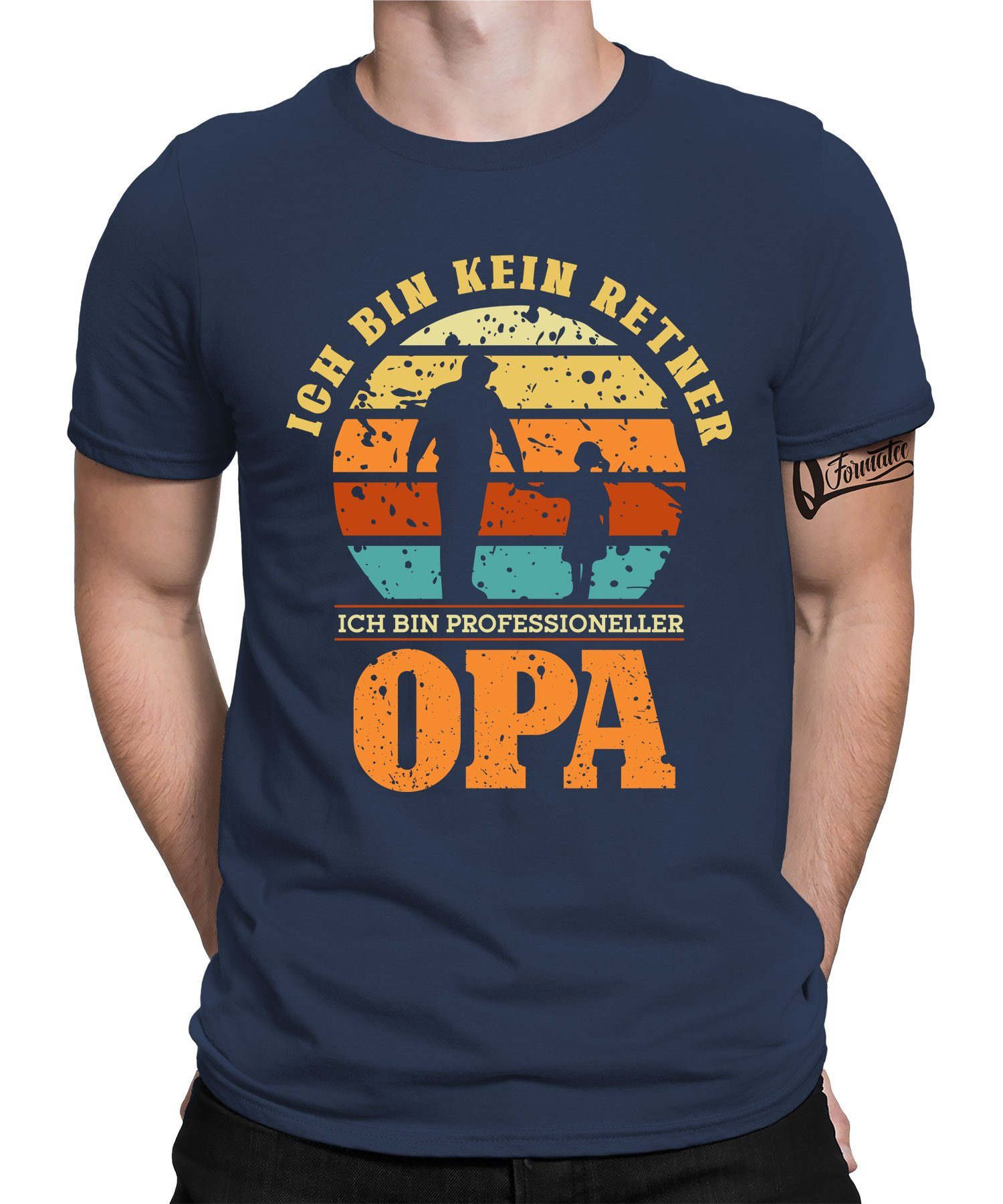 Quattro Formatee Kurzarmshirt Professioneller Opa (1-tlg) Enkel Navy Großvater - Blau Herren Vatertag T-Shirt