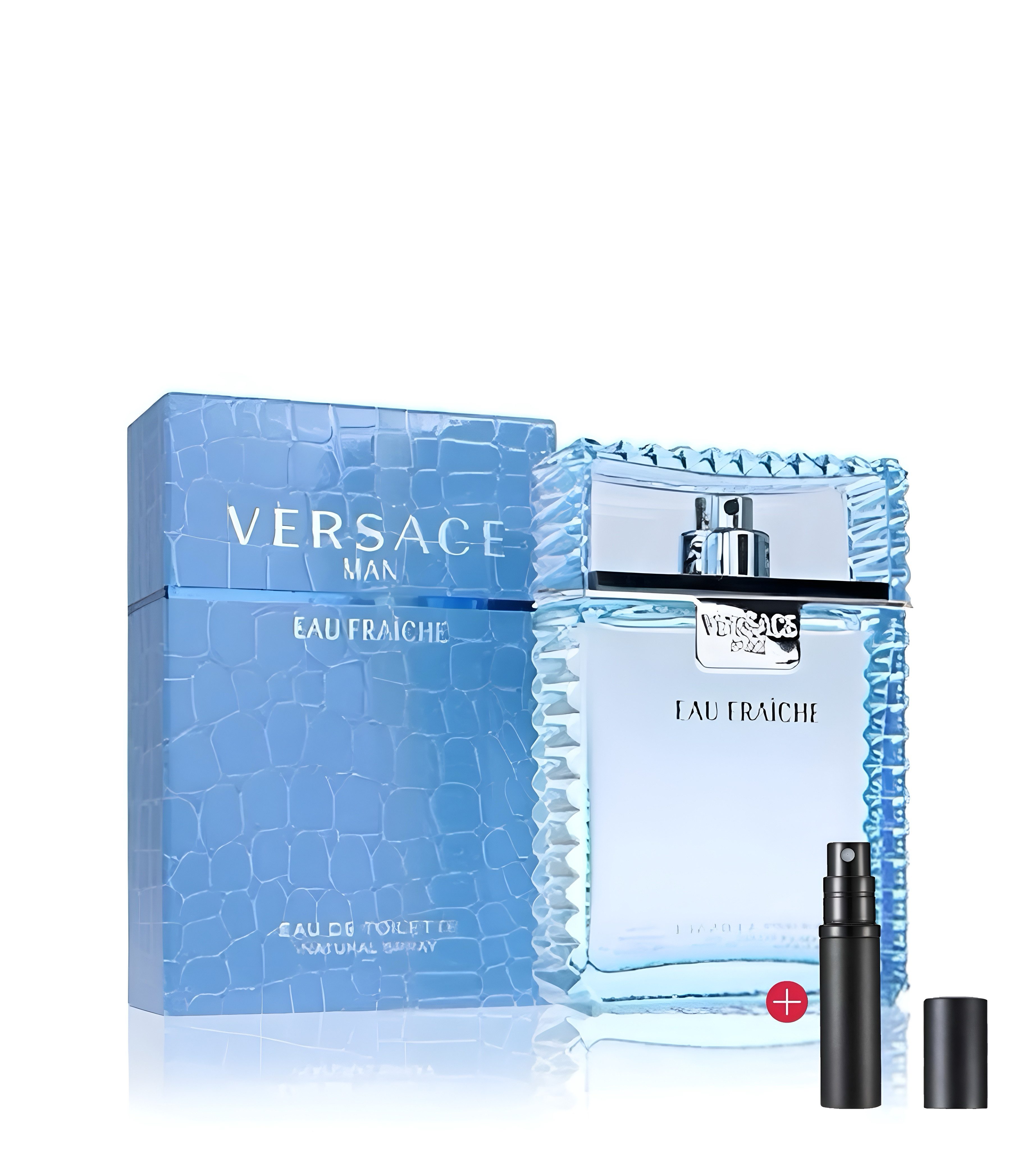 Versace Duft-Set Eau de Parfüm Versace Eau Fraiche, Dylan Blue, Eros und Eros Flame Man, 1-tlg., Geschenkbox, Parfümzerstäuber Nachfüllbar GRATIS