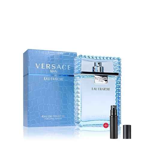 Versace Duft-Set Eau de Parfüm Versace Eau Fraiche, Dylan Blue, Eros und Eros Flame Man, 1-tlg., Geschenkbox, Parfümzerstäuber Nachfüllbar GRATIS