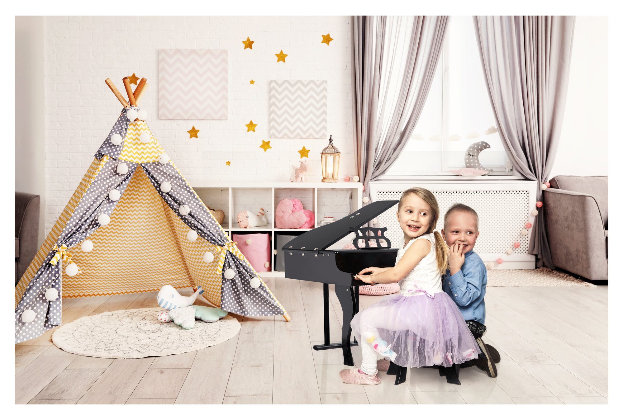FunKey Spielzeug-Musikinstrument MGP-30 Mini Spielzeug Flügel - Metallophon in Flügel Optik, Einfacher Zusammenbau