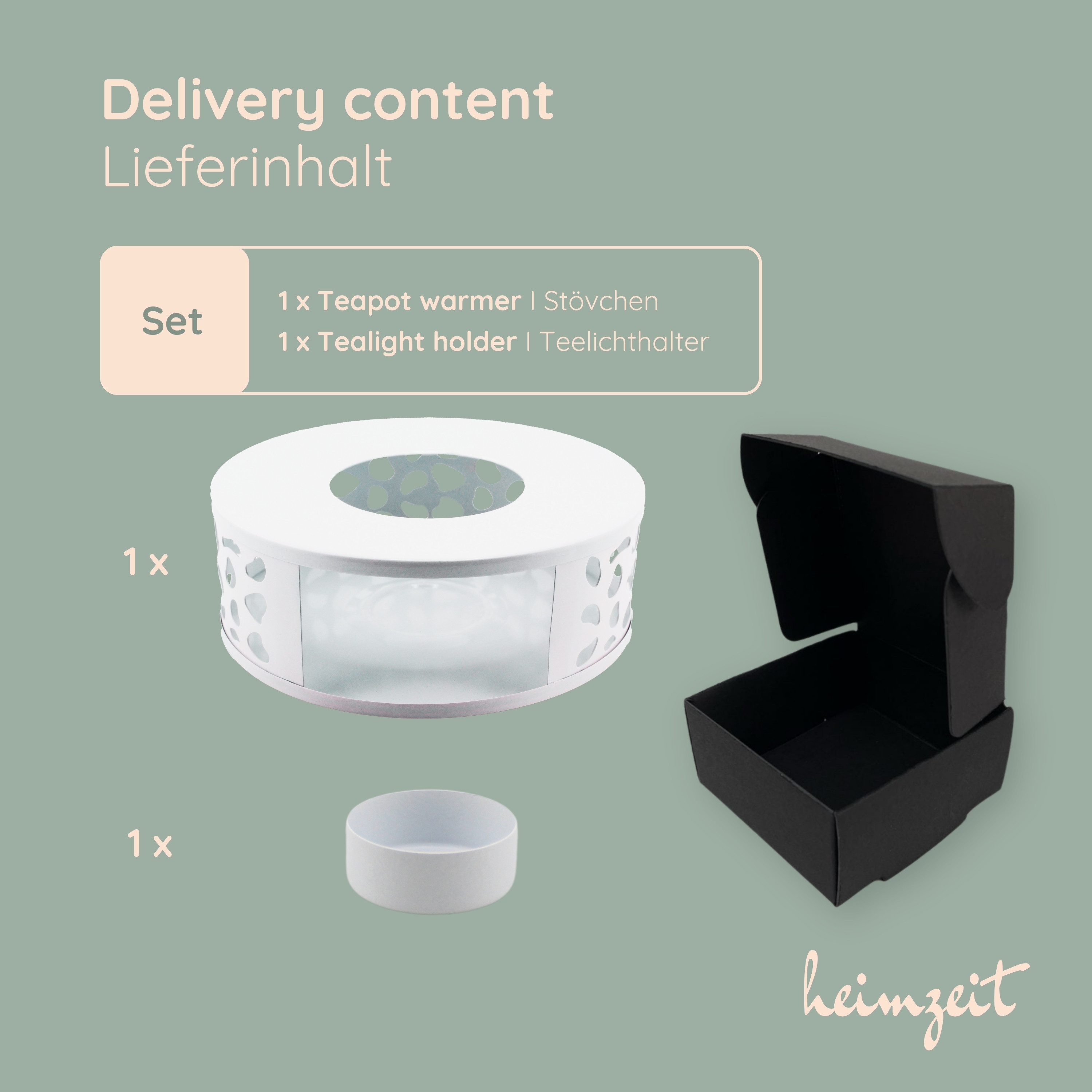 heimzeit Stövchen heimzeit Stövchen mit Teelichthalter Edelstahl, (Set), Teewärmer für Teekannen und Kaffeekannen