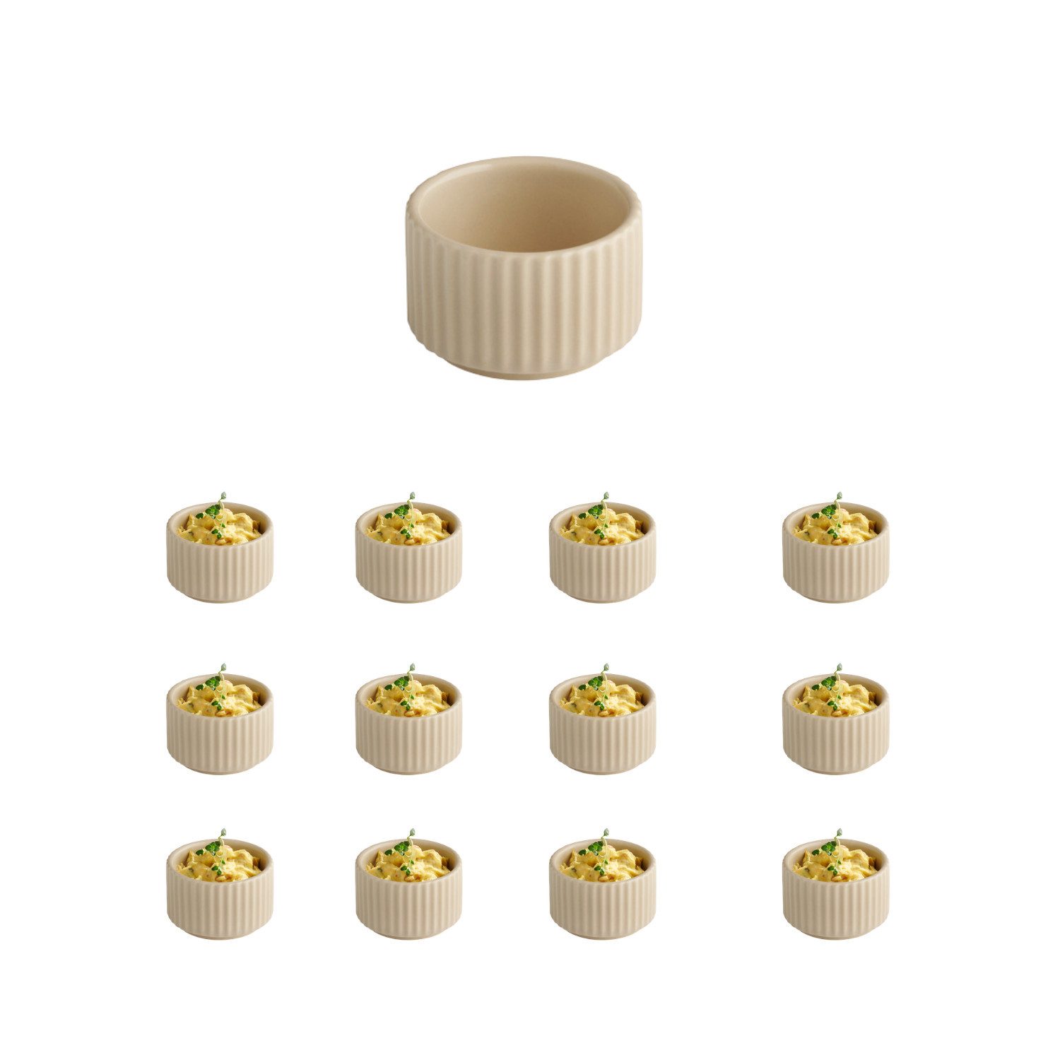 APS Schale THE GRID, Porzellan, (Set, 12-tlg), Porzellan, Farbe sand, stapelbar