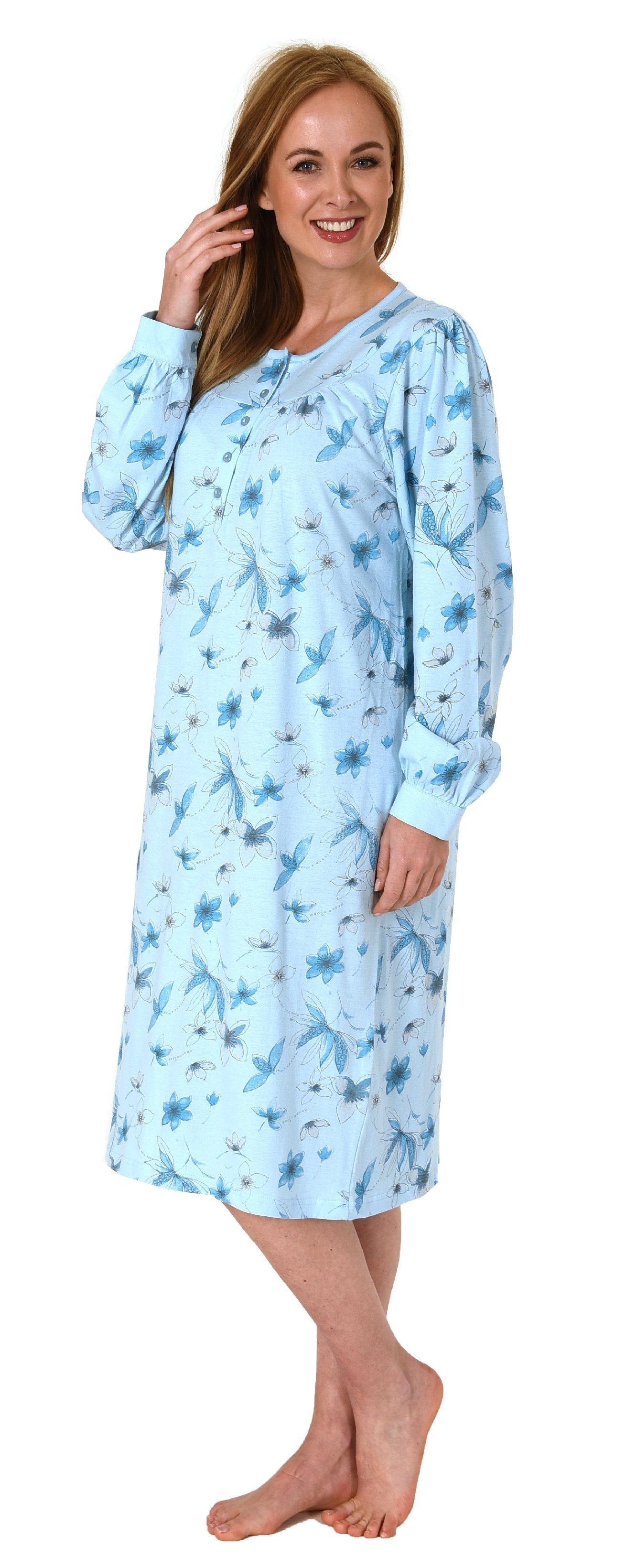 Normann Nachthemd Frauliches Damen Nachthemd,cm Länge, Knopfleiste am Hals