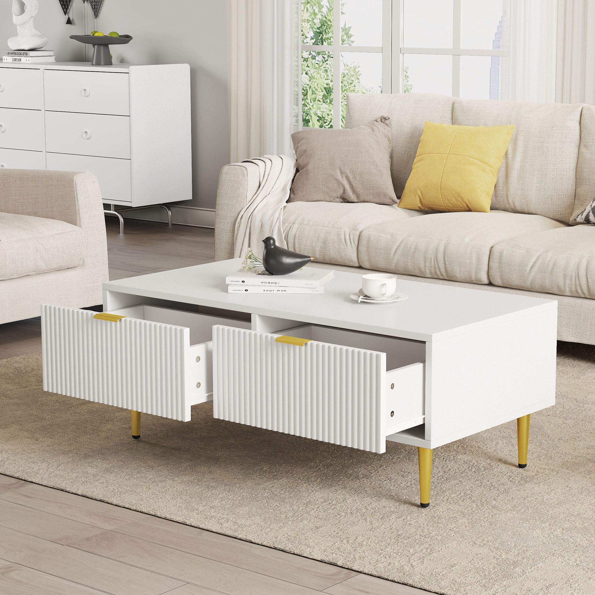 HAUSS SPOLE Couchtisch mit Golddekoration, 2 günstig online kaufen
