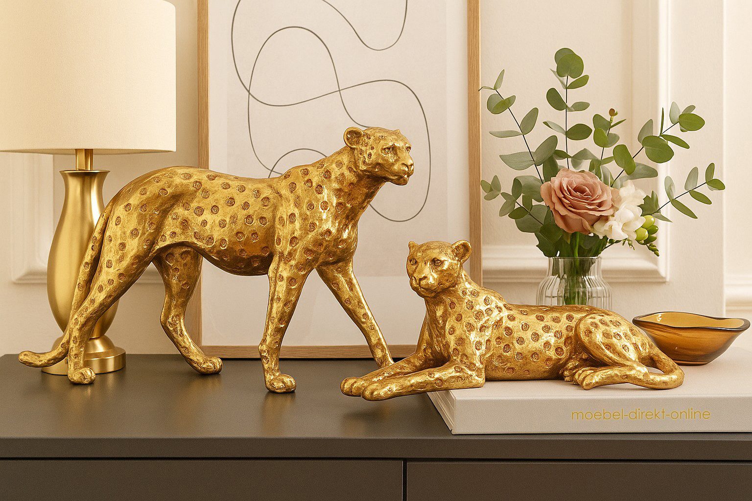moebel-direkt-online Dekoobjekt Standdekoration "Gepard" stehend, liegend oder als 2tlg. Spar-Set