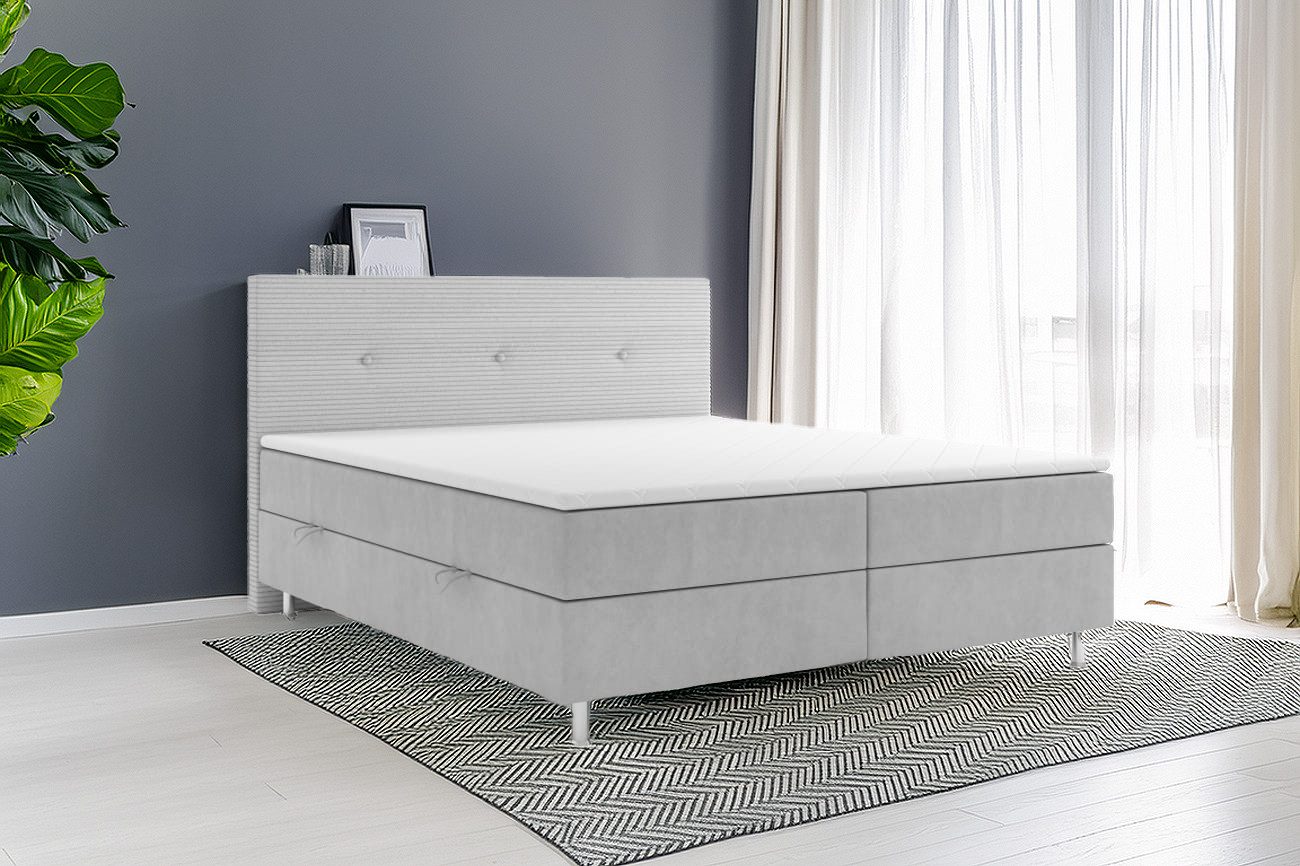M-Punkt24 Boxspringbett RIO (Grau, Liegefläche 180 x 200cm), mit Bettkasten günstig online kaufen