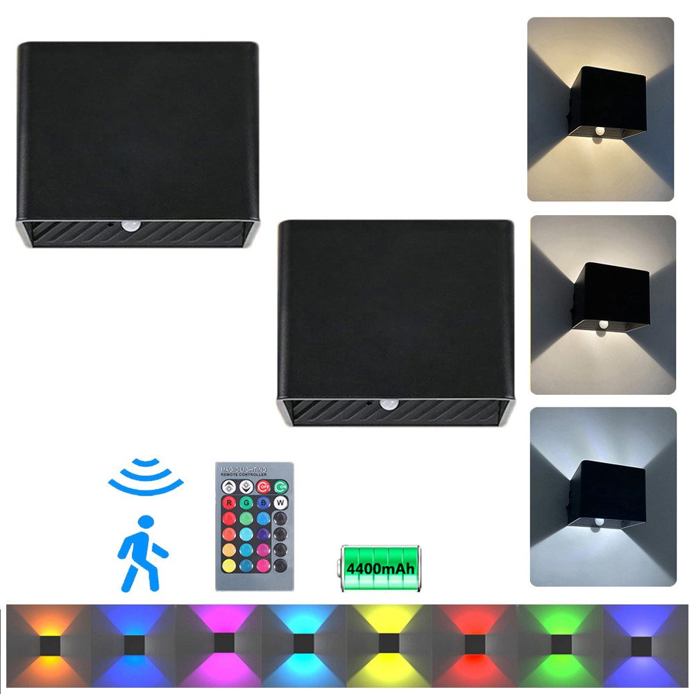 Jibenhome LED Wandleuchte RGB Wandlampe Innen Bewegungsmelder Akku Aufladba günstig online kaufen