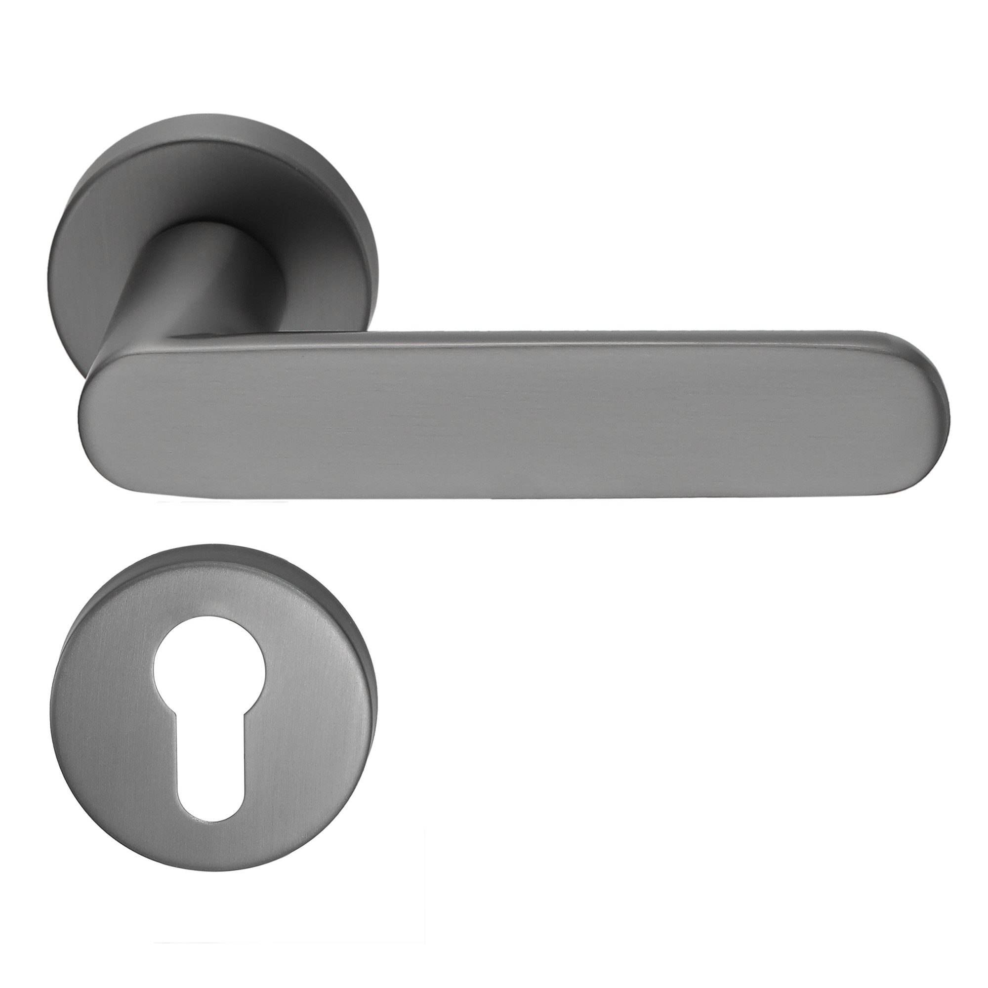 MeinTürgriff Drückergarnitur Georgetown Flachrosette samtgrau Türgriff Rosettengarnitur