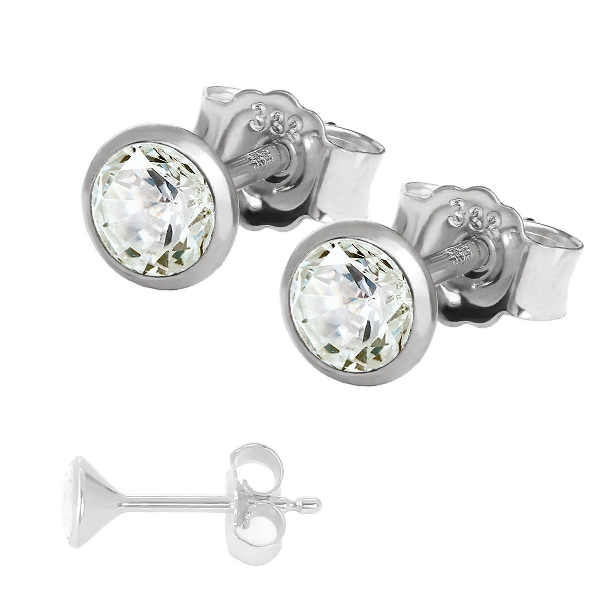 NKlaus Paar Ohrstecker Paar Kleine Ohrstecker 4,0mm Weißgold 333 8 Karat (Paar)