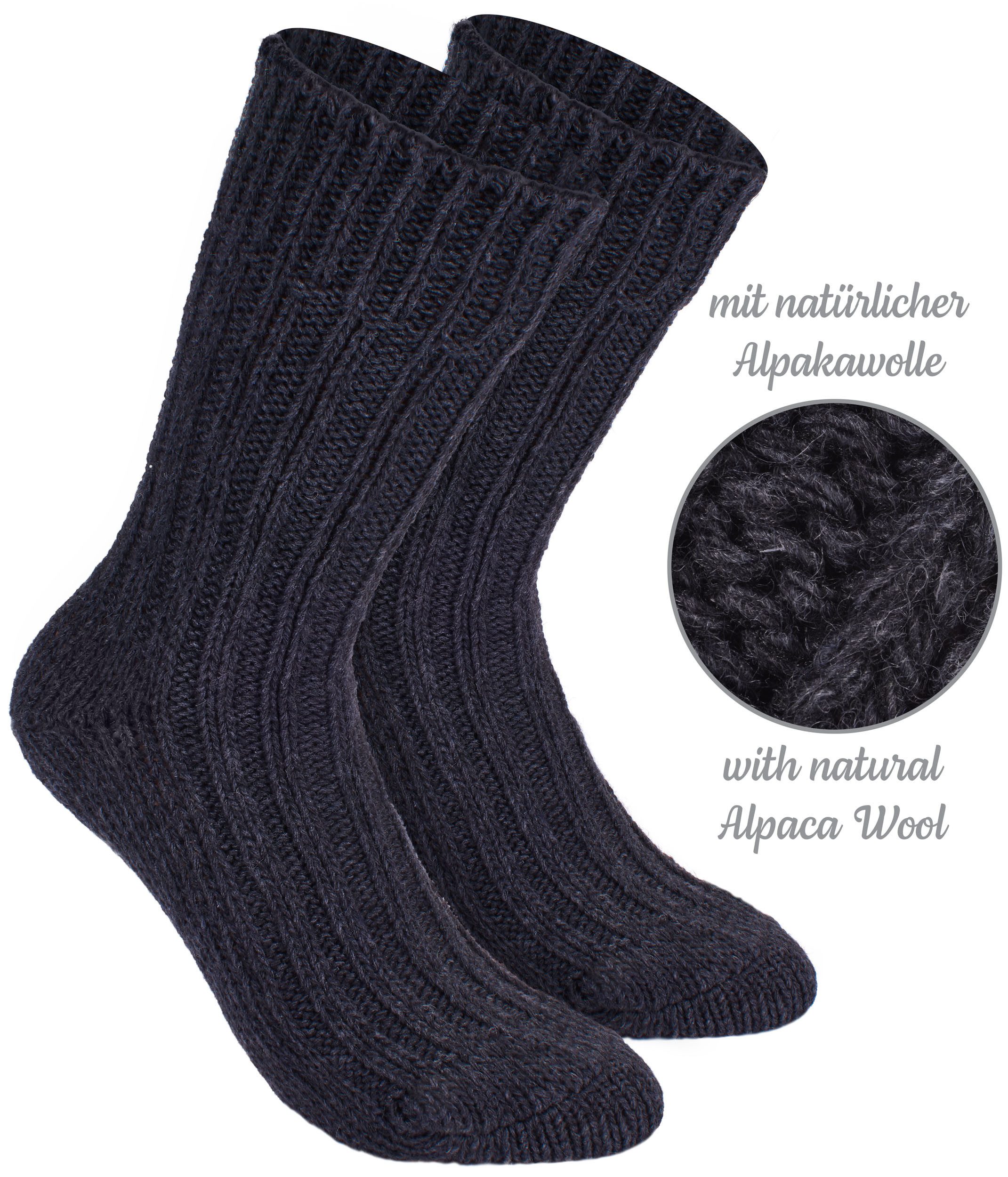 BRUBAKER Kuschelsocken warme dicke Alpaka Socken (Set, 4-Paar, mit Alpakawolle) Wintersocken für Damen und Herren – Bild 4 von 5