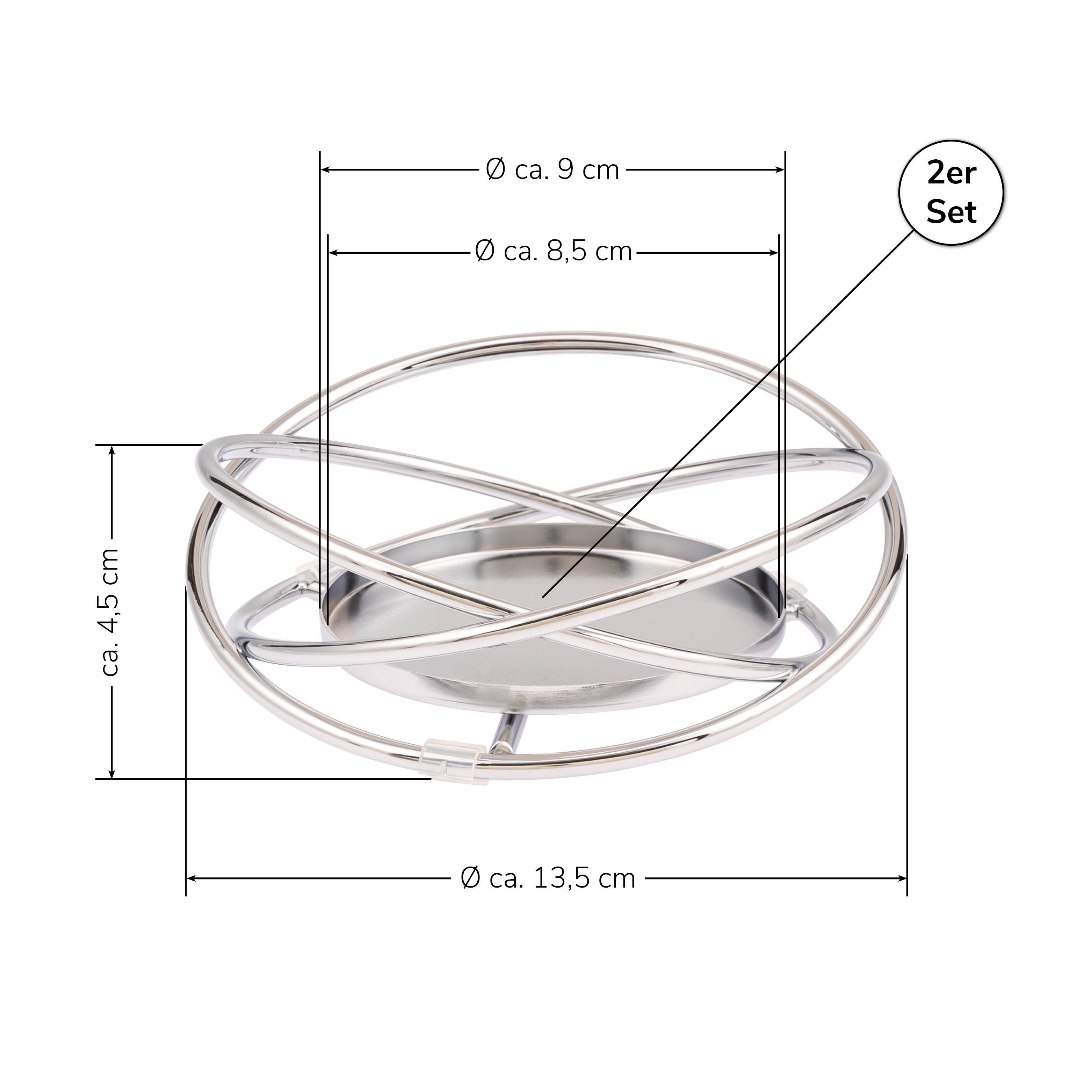 verchromt Kerzenständer 2er in Kranzform, (Set) bremermann Set Kerzenhalter Kerzenhalter, bremermann
