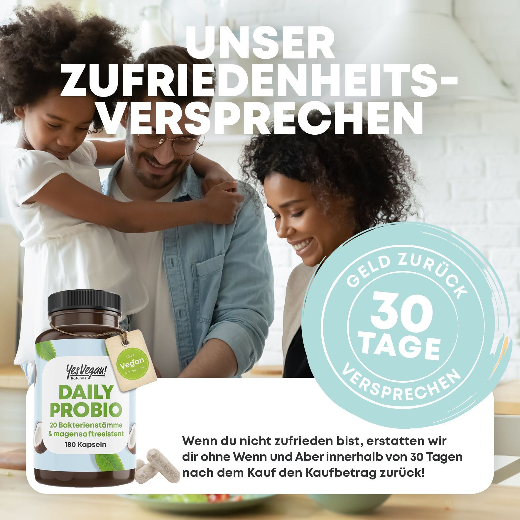 Yes Vegan Daily Probio Milchsäurebakterien Kapseln, magensaftresistent Kapseln, 3 er Spar-Set à 180 St., 90 g, vegan, laktosefrei, glutenfrei