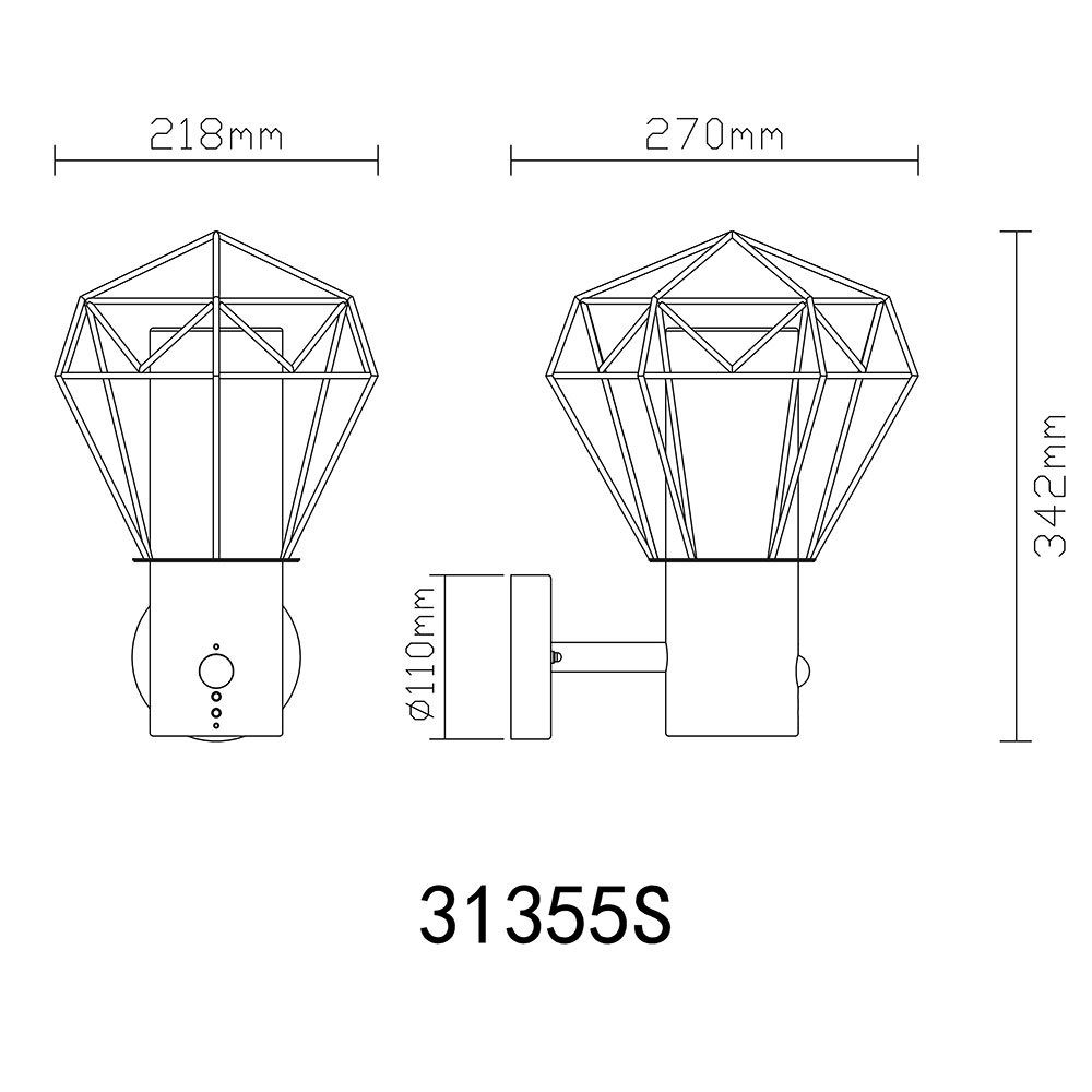 Globo Wandlampe Leuchtmittel nicht inklusive, Außenbeleuchtung Wandleuchte Außen-Wandleuchte,