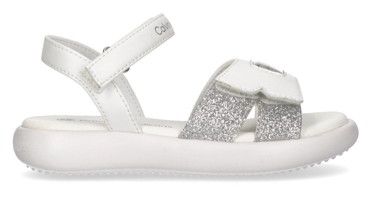 Sandale mit Calvin Jeans Klein weiß-silberfarben Glitter